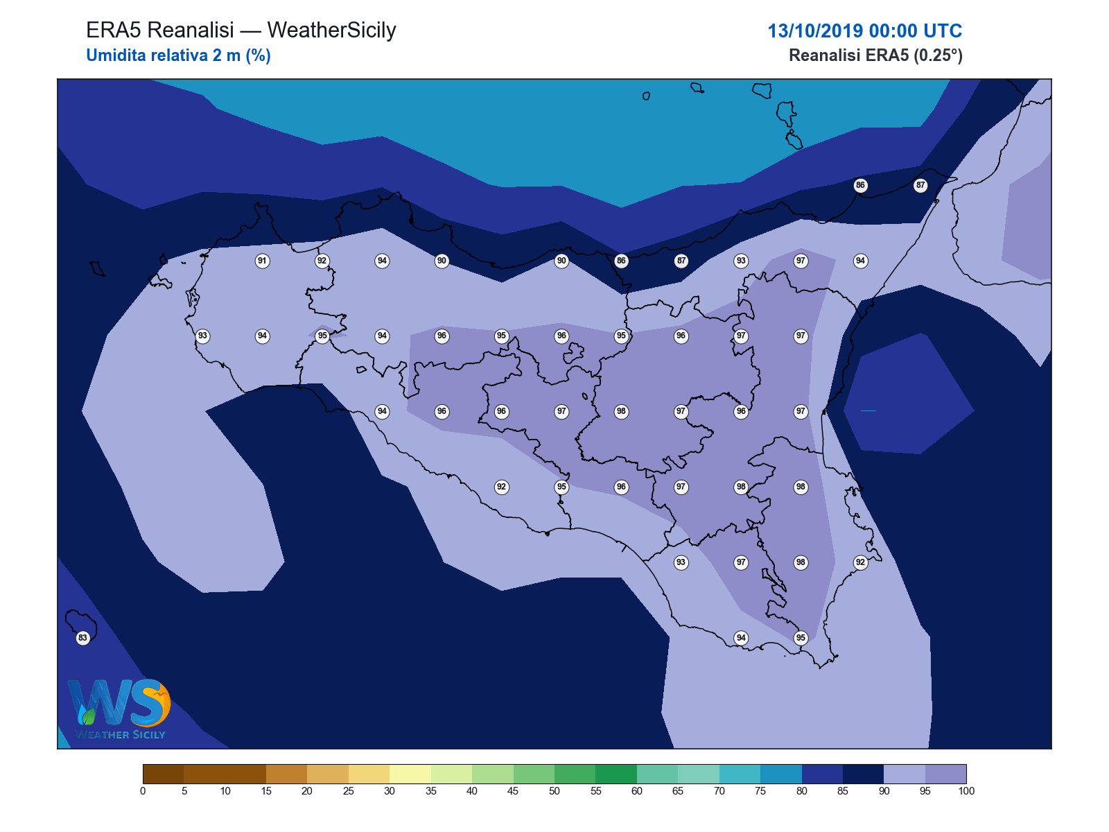 Umidità relativa 2 m · 2019101300