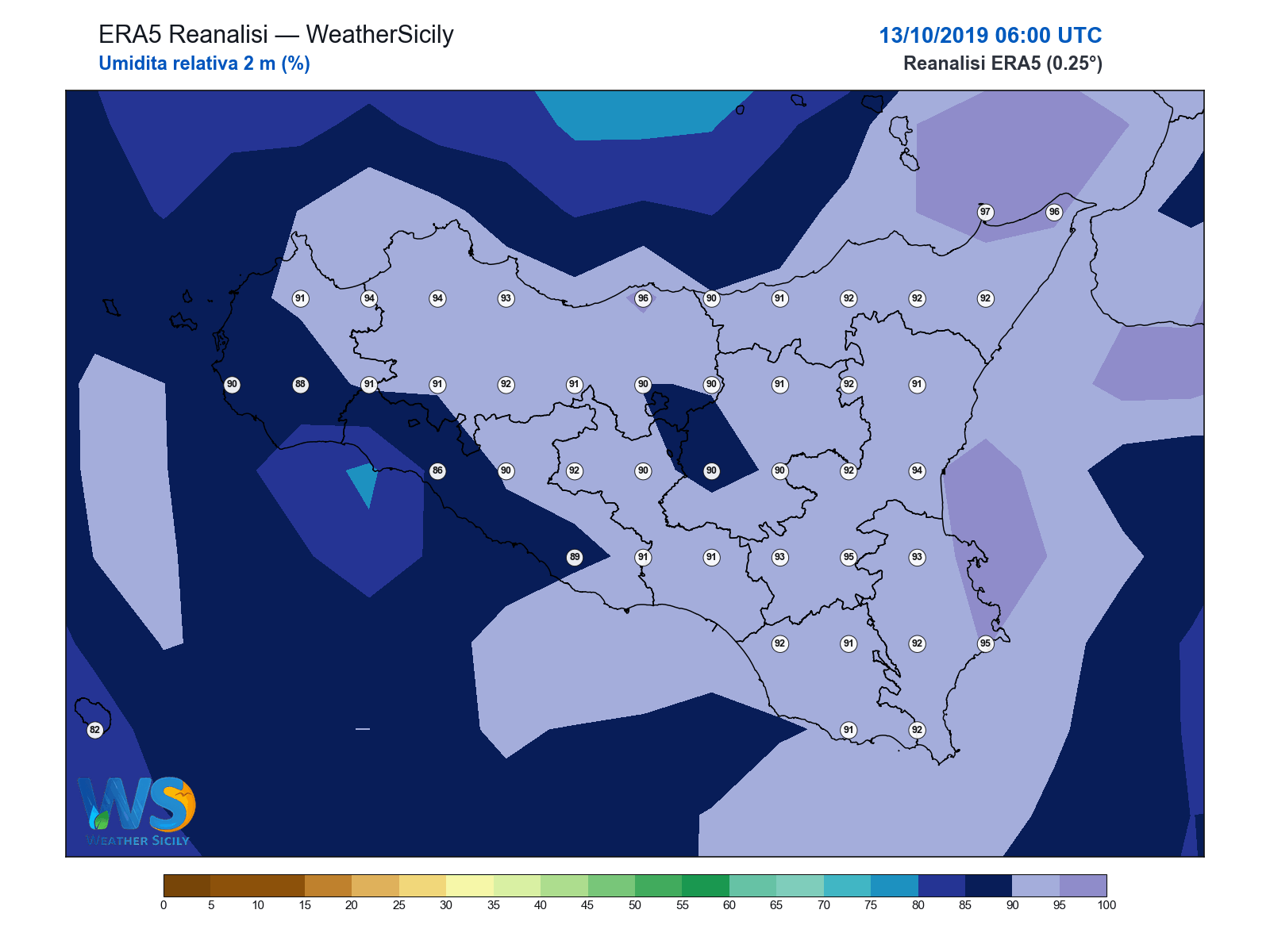 Umidità relativa 2 m · 2019101306