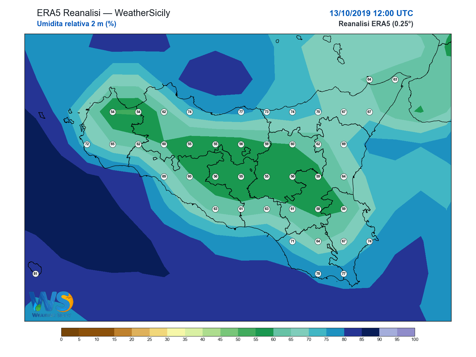 Umidità relativa 2 m · 2019101312