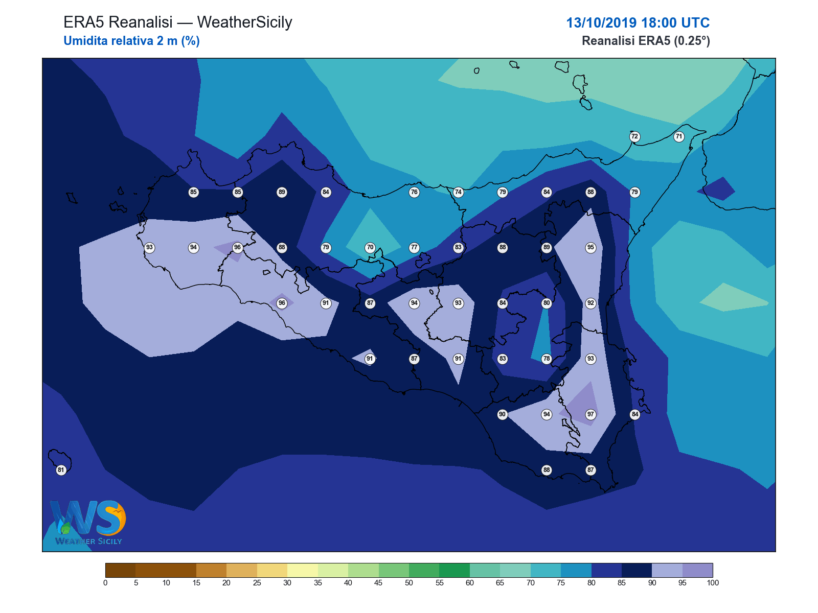 Umidità relativa 2 m · 2019101318