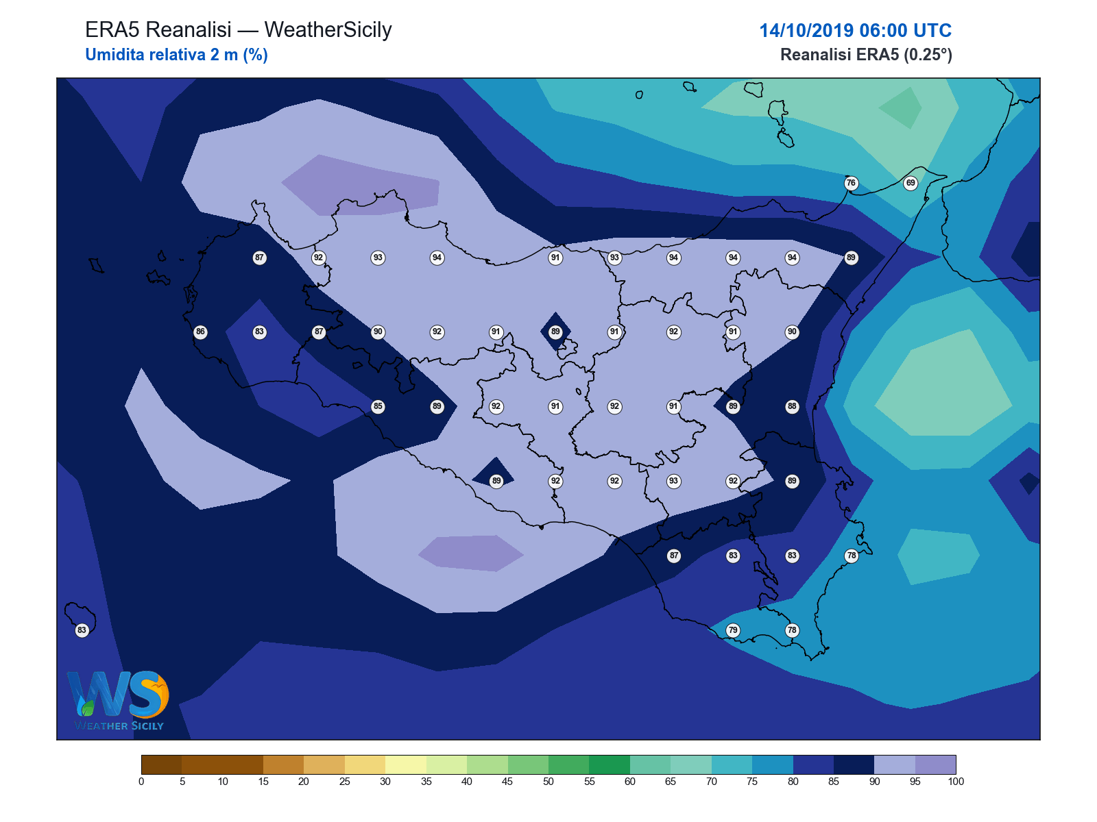 Umidità relativa 2 m · 2019101406