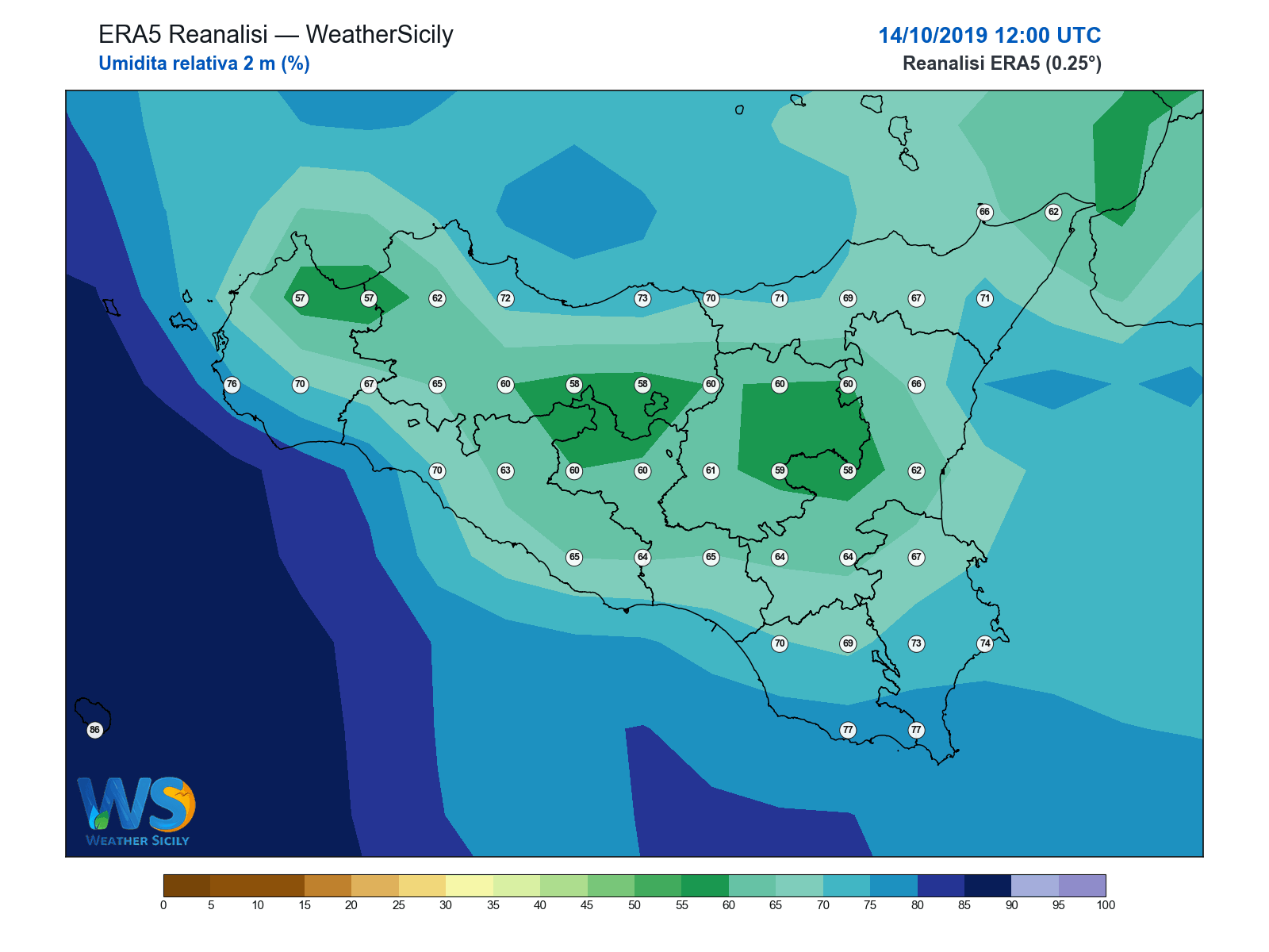 Umidità relativa 2 m · 2019101412