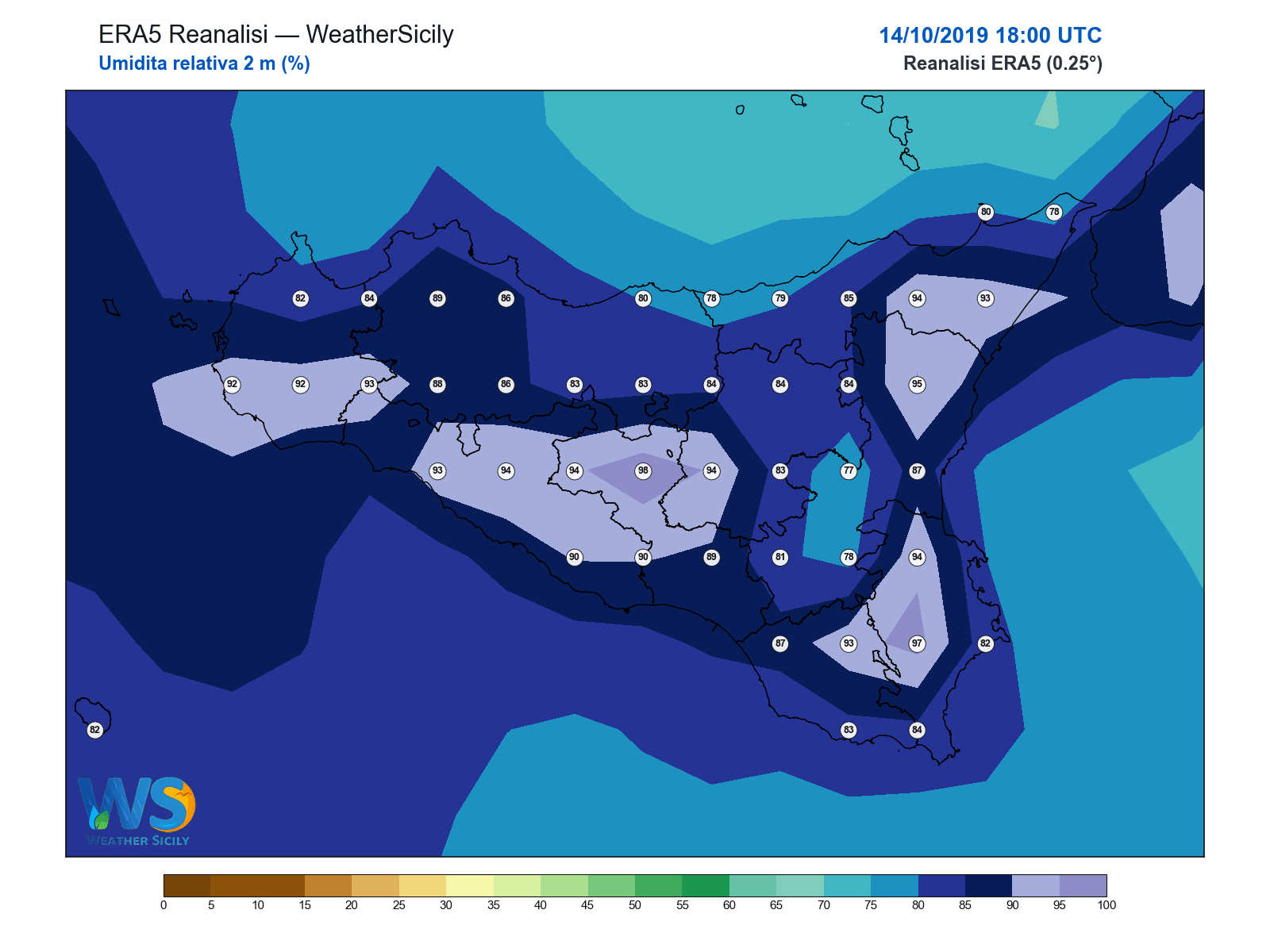 Umidità relativa 2 m · 2019101418