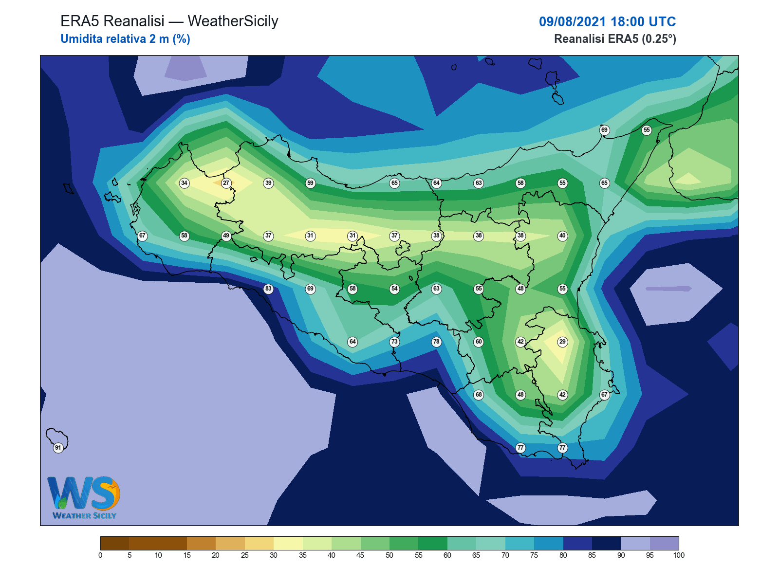 Umidità relativa 2 m · 2021080918