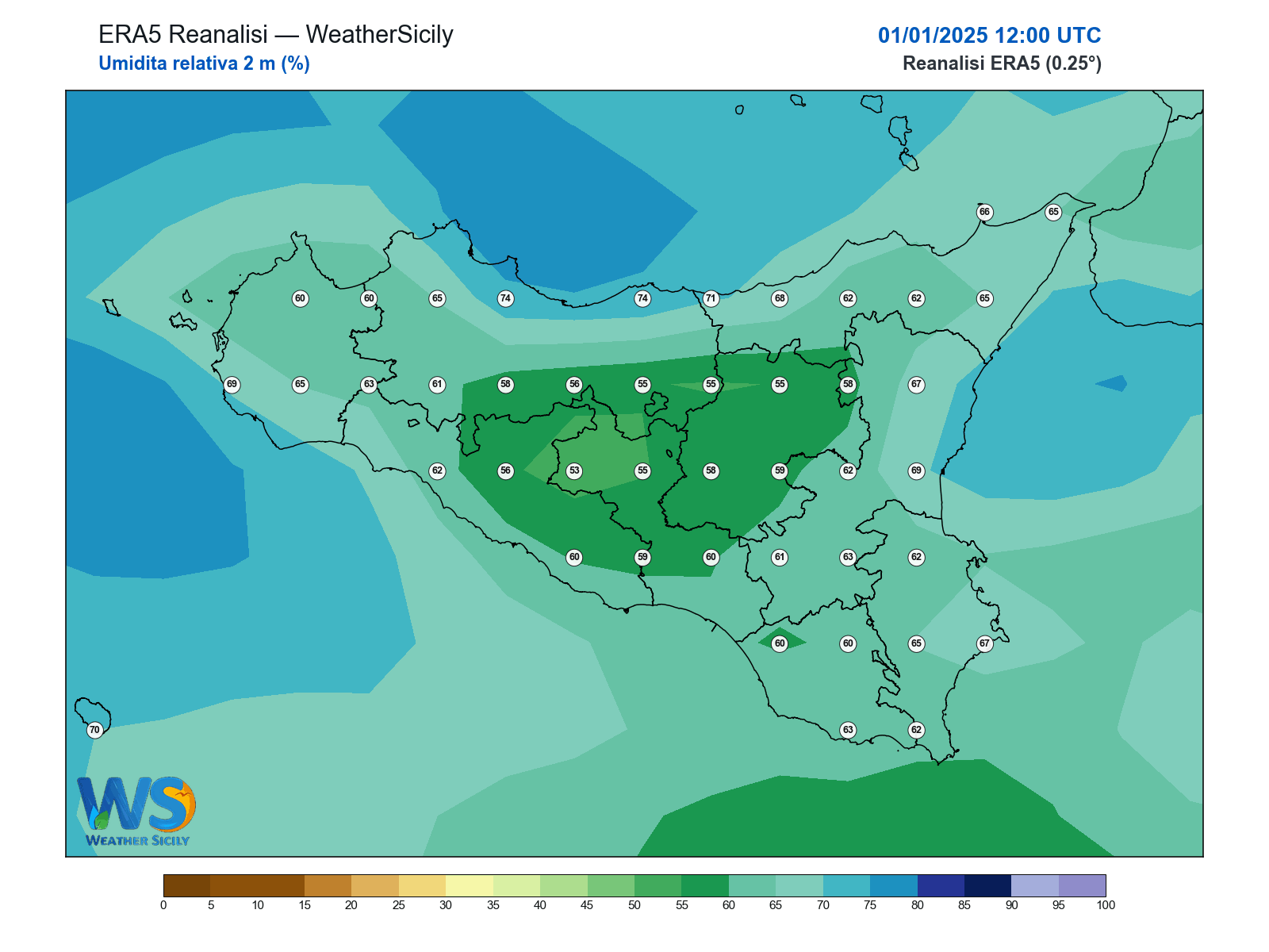 Umidità relativa 2 m · 2025010112