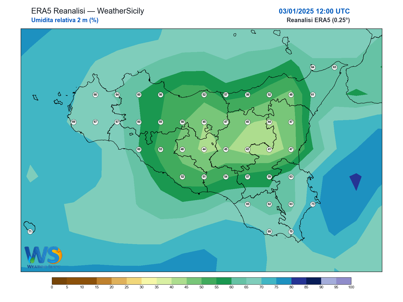 Umidità relativa 2 m · 2025010312