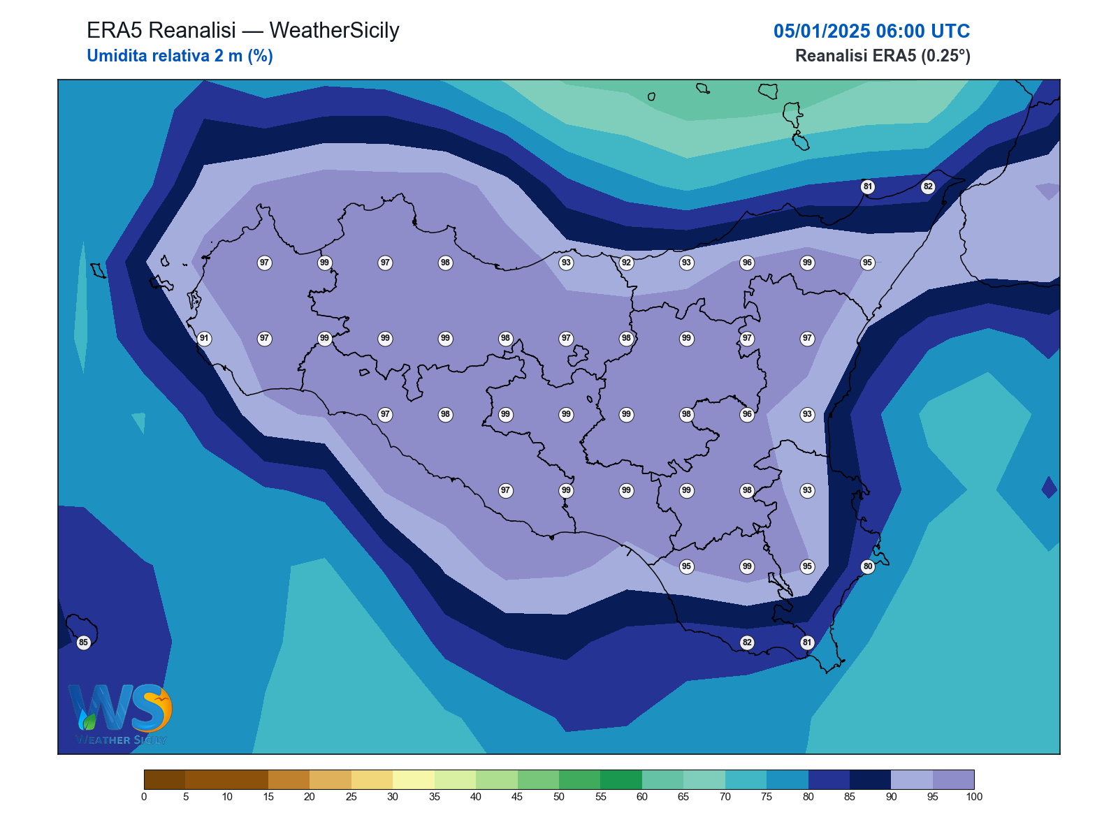 Umidità relativa 2 m · 2025010506