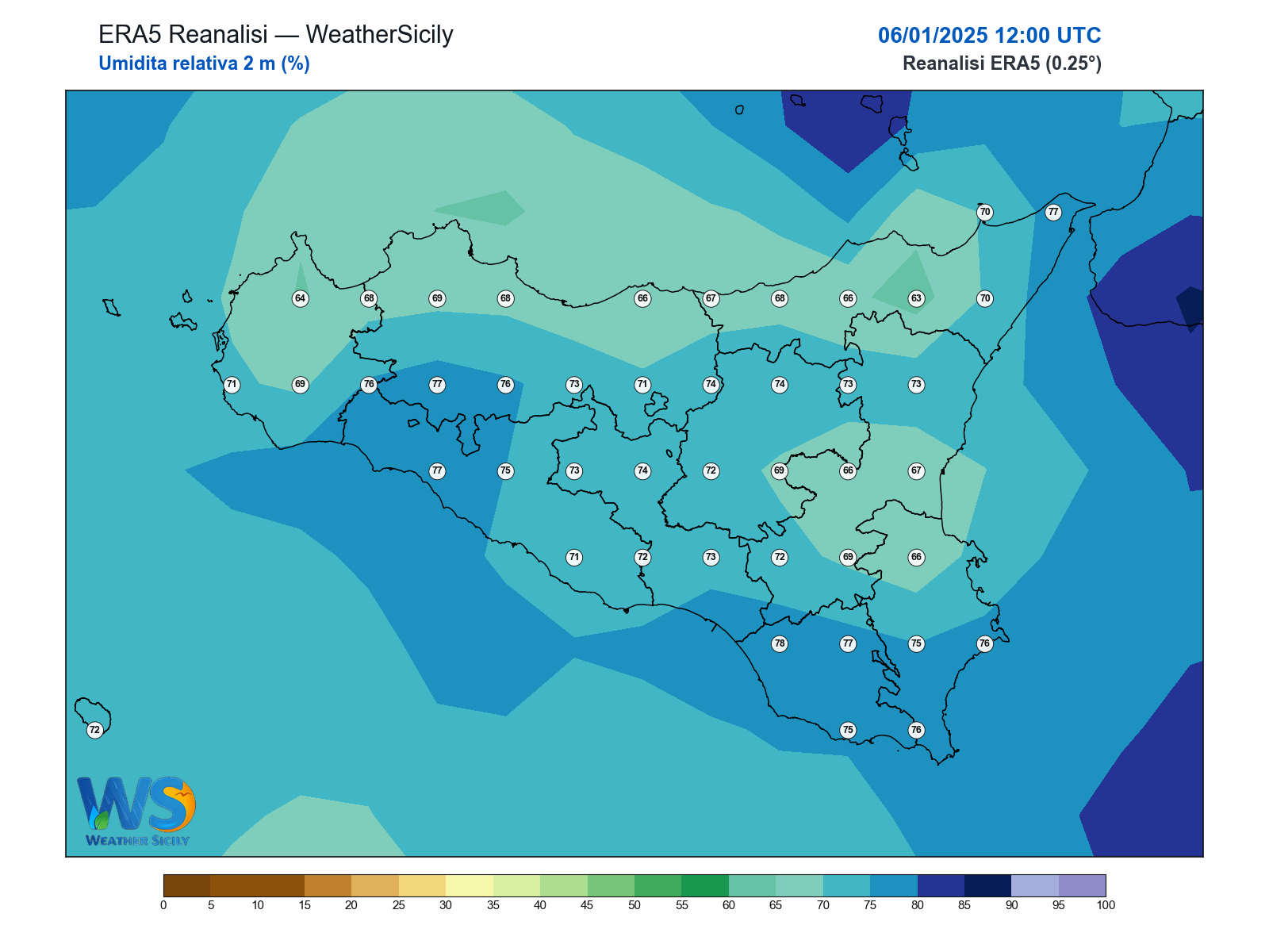 Umidità relativa 2 m · 2025010612