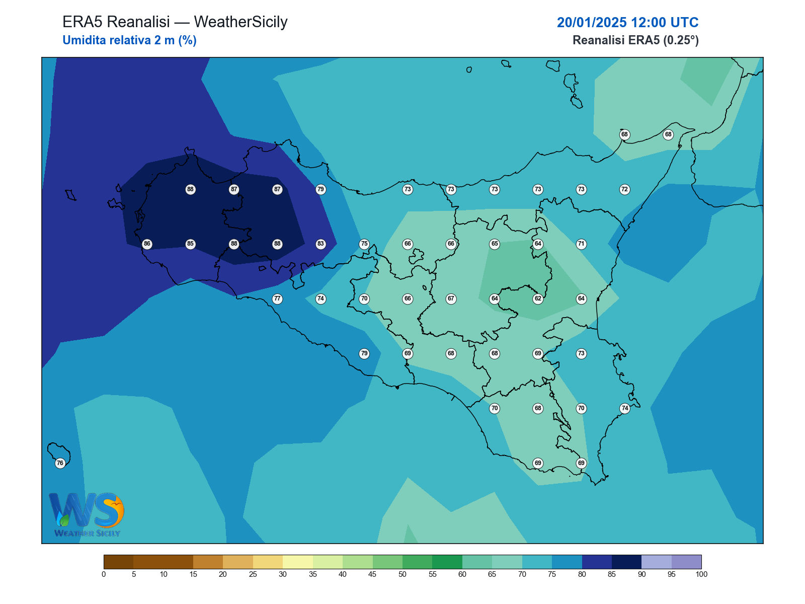 Umidità relativa 2 m · 2025012012
