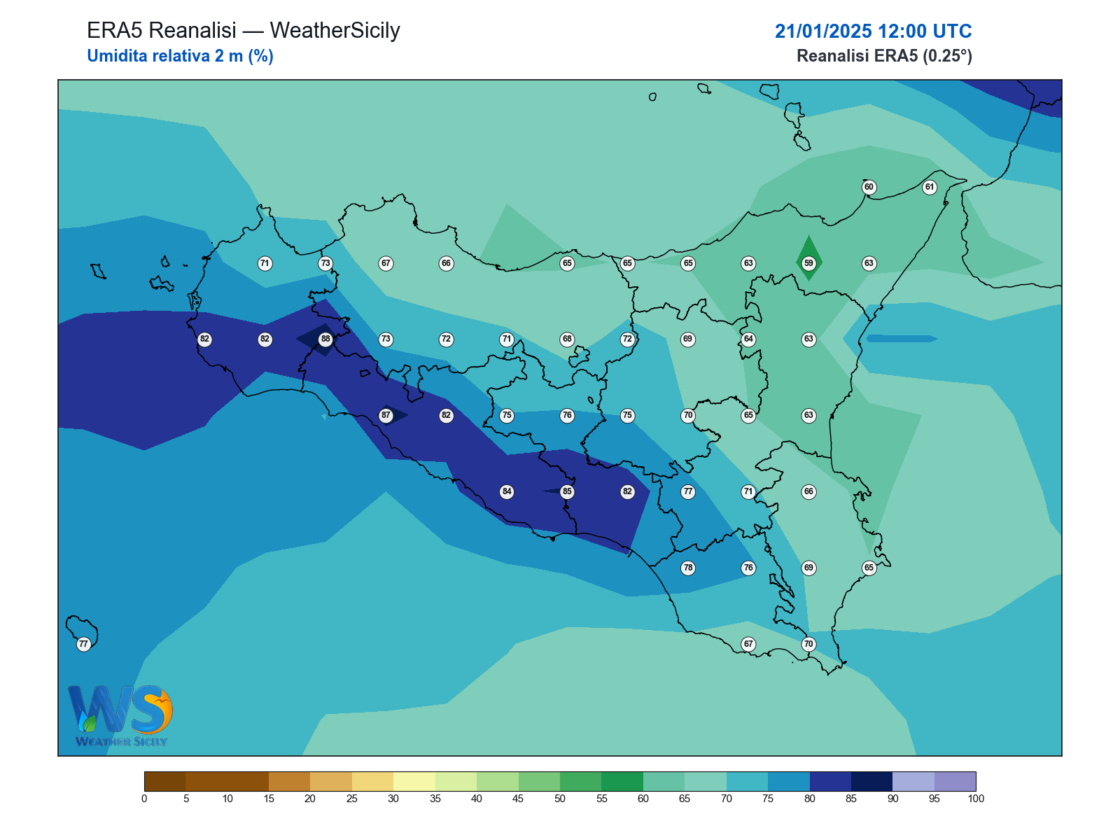 Umidità relativa 2 m · 2025012112