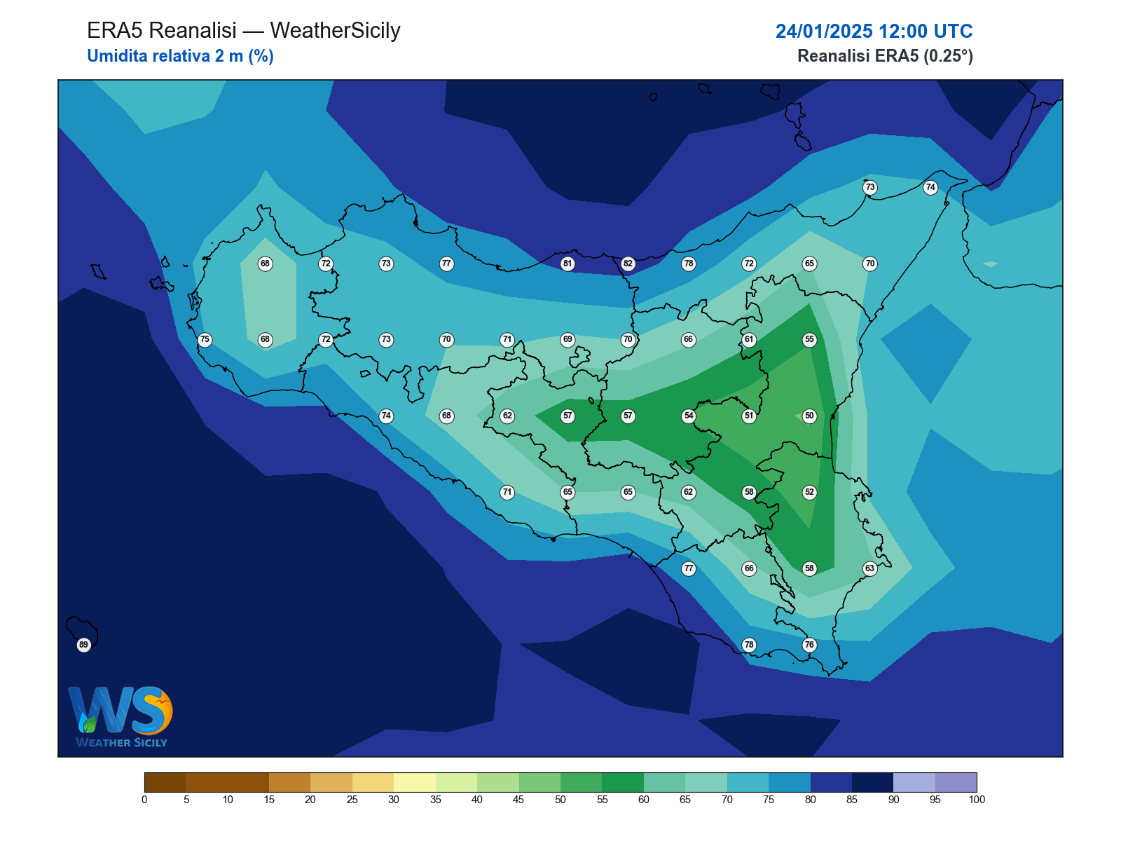 Umidità relativa 2 m · 2025012412