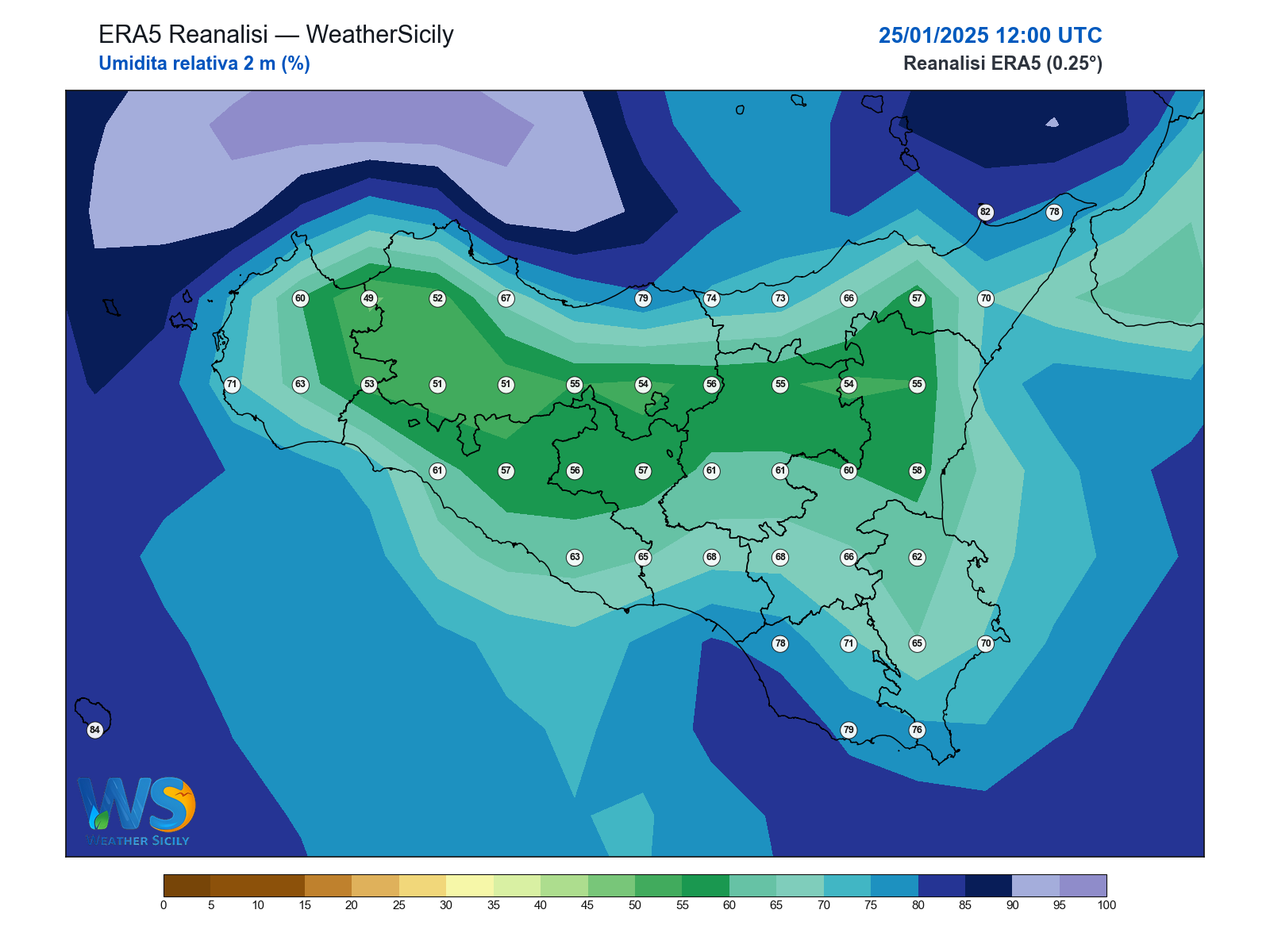 Umidità relativa 2 m · 2025012512