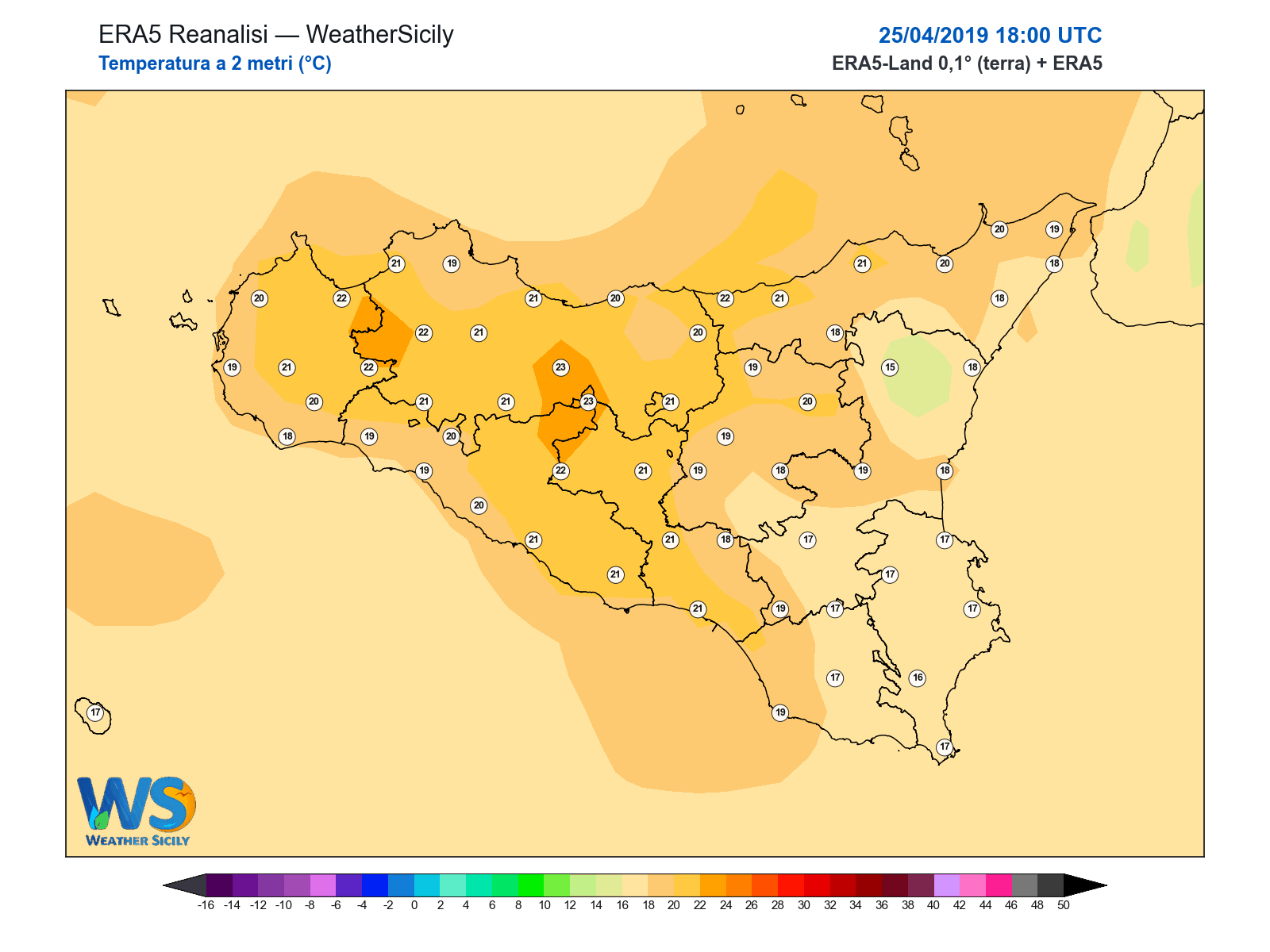 Temperatura a 2 metri · 2019042518