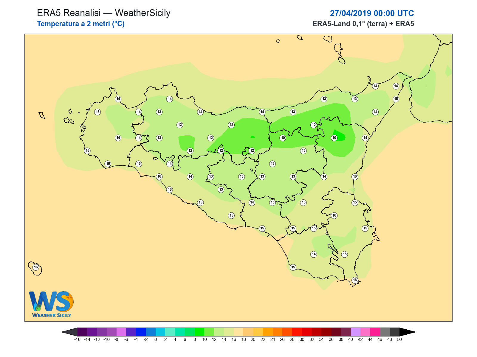 Temperatura a 2 metri · 2019042700