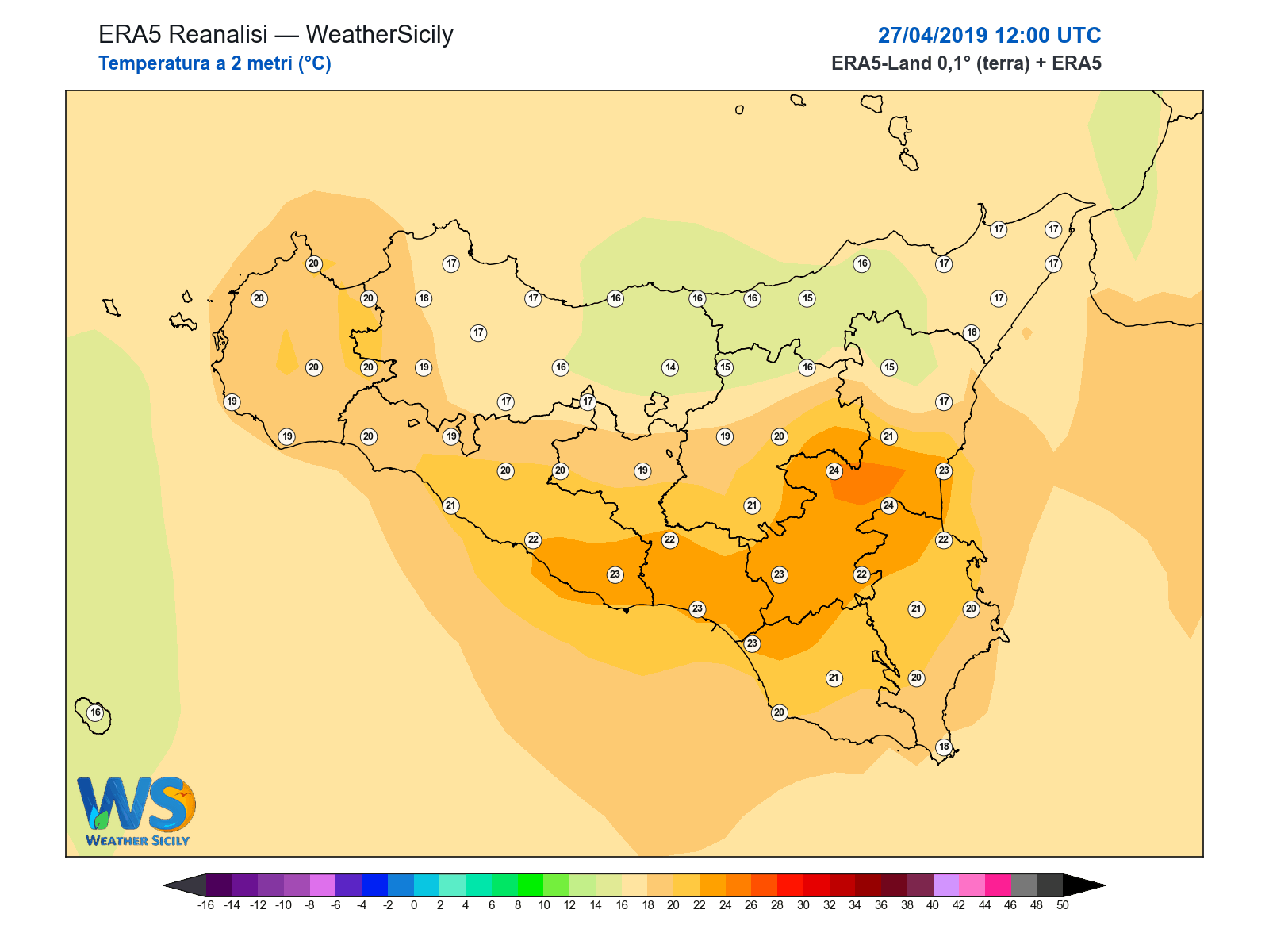 Temperatura a 2 metri · 2019042712