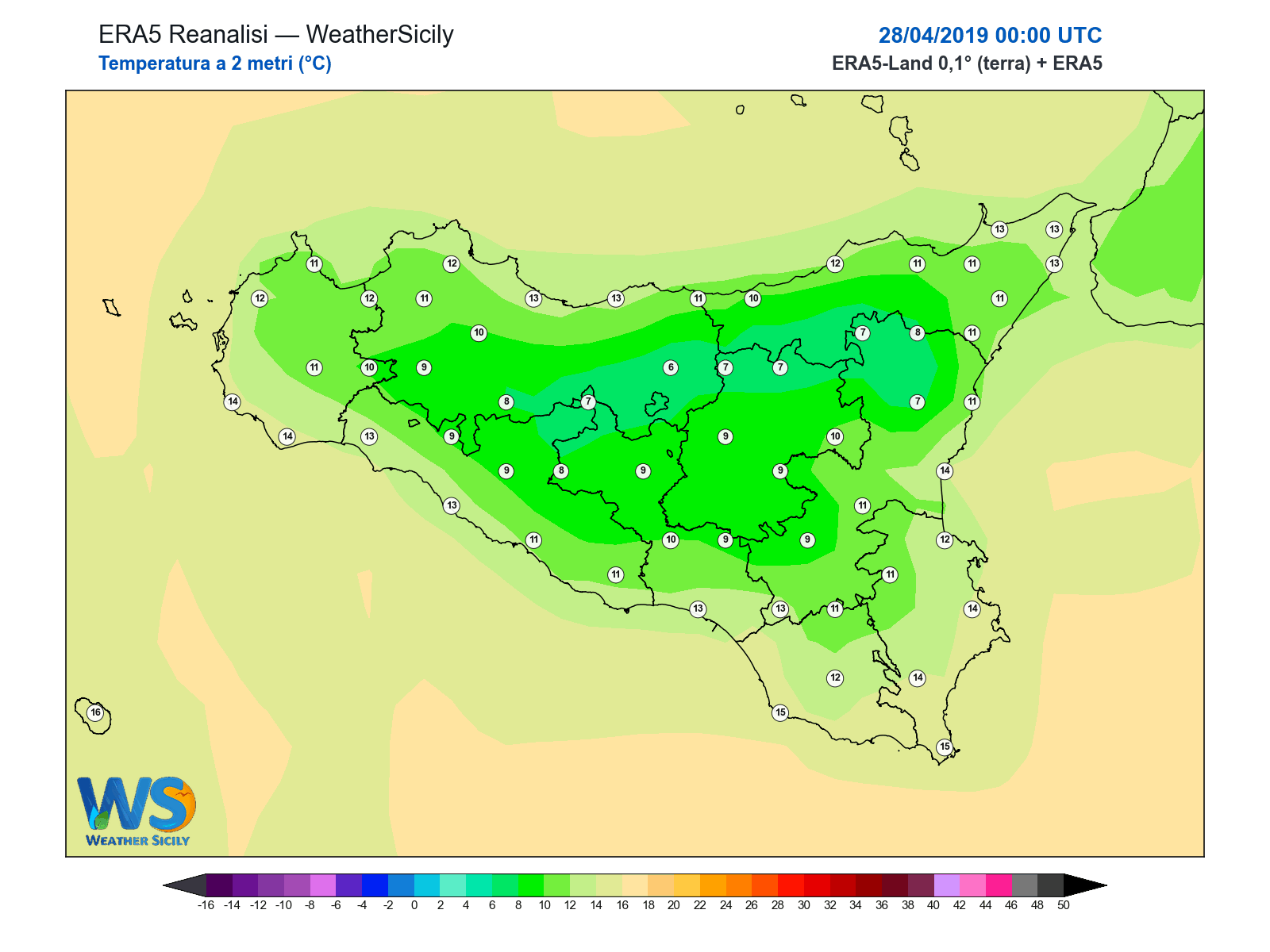Temperatura a 2 metri · 2019042800