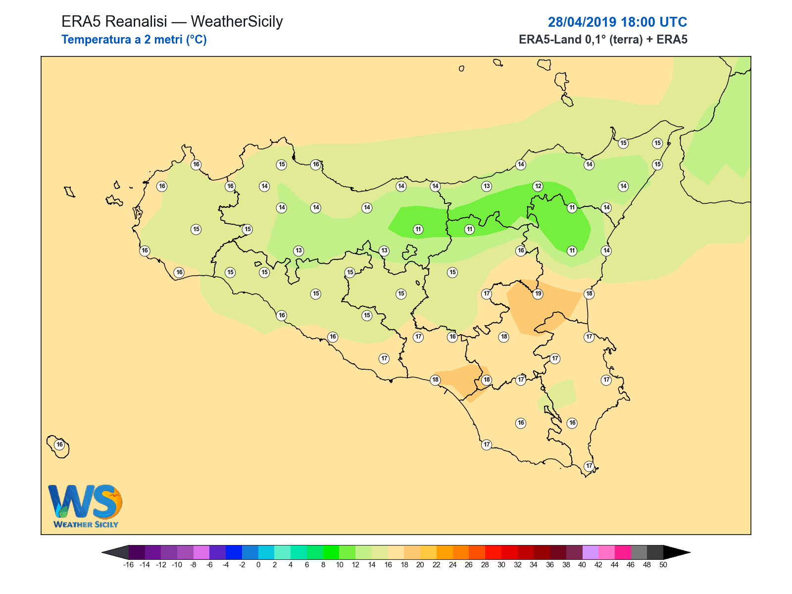 Temperatura a 2 metri · 2019042818