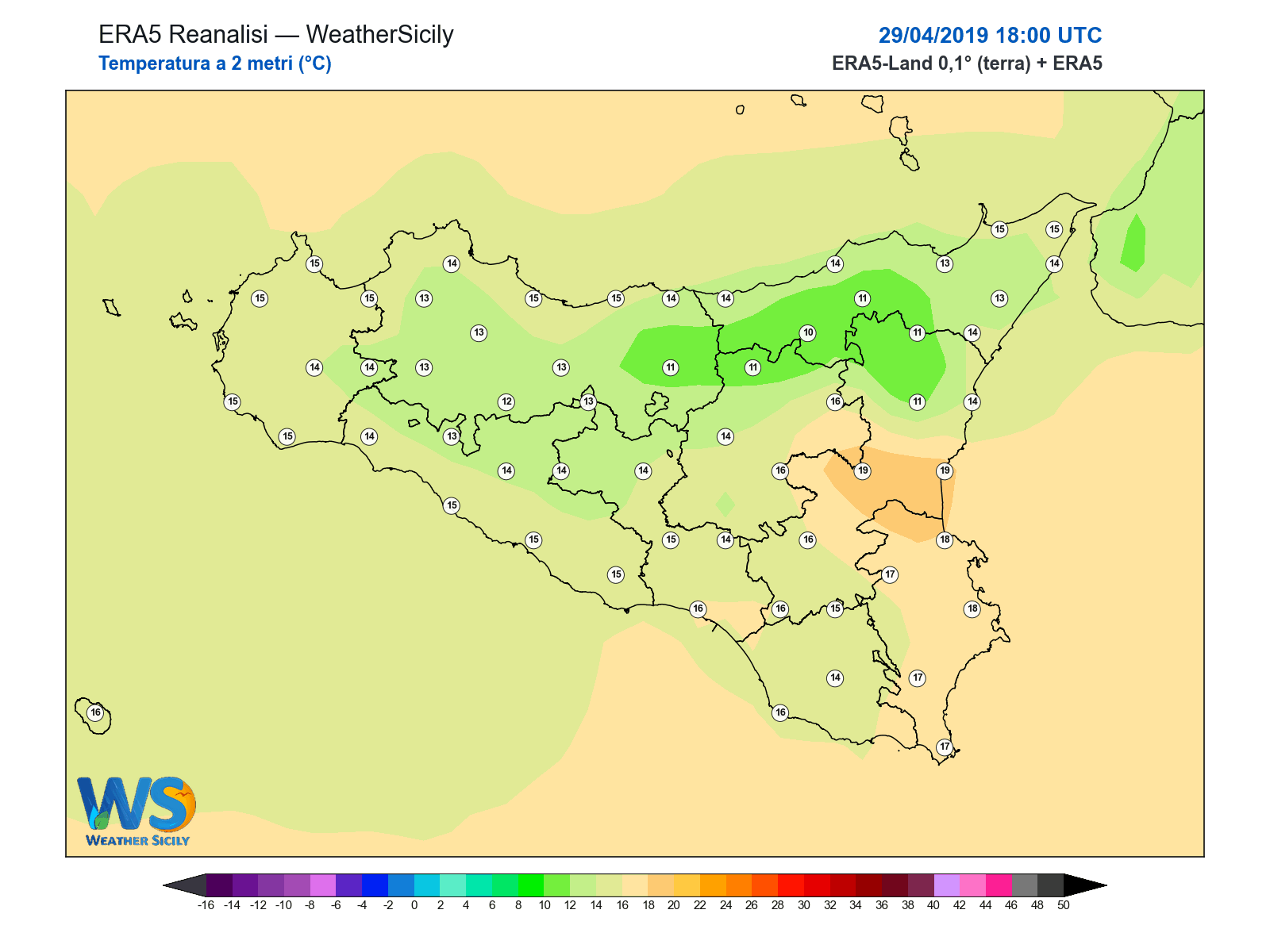 Temperatura a 2 metri · 2019042918