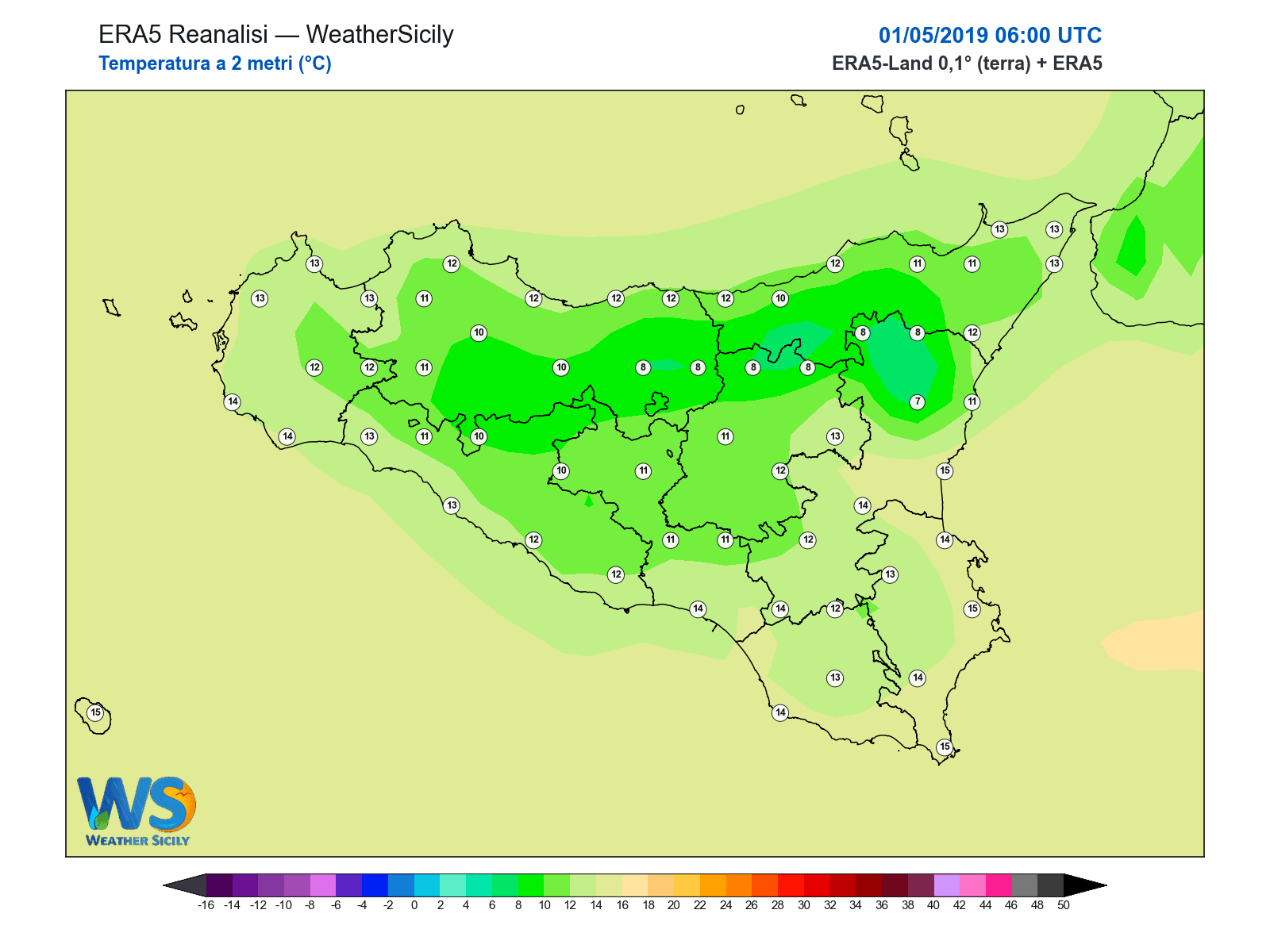 Temperatura a 2 metri · 2019050106