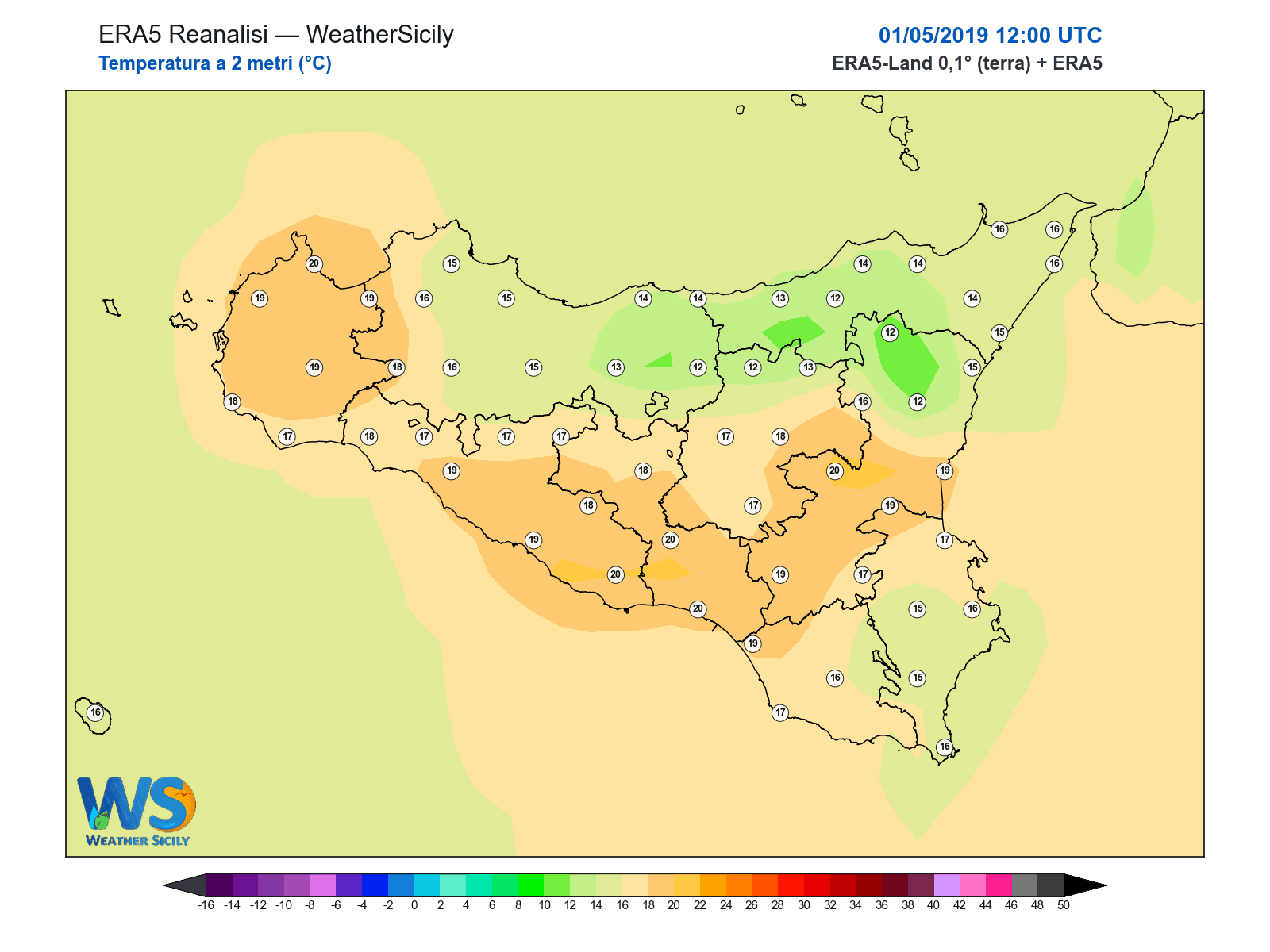 Temperatura a 2 metri · 2019050112
