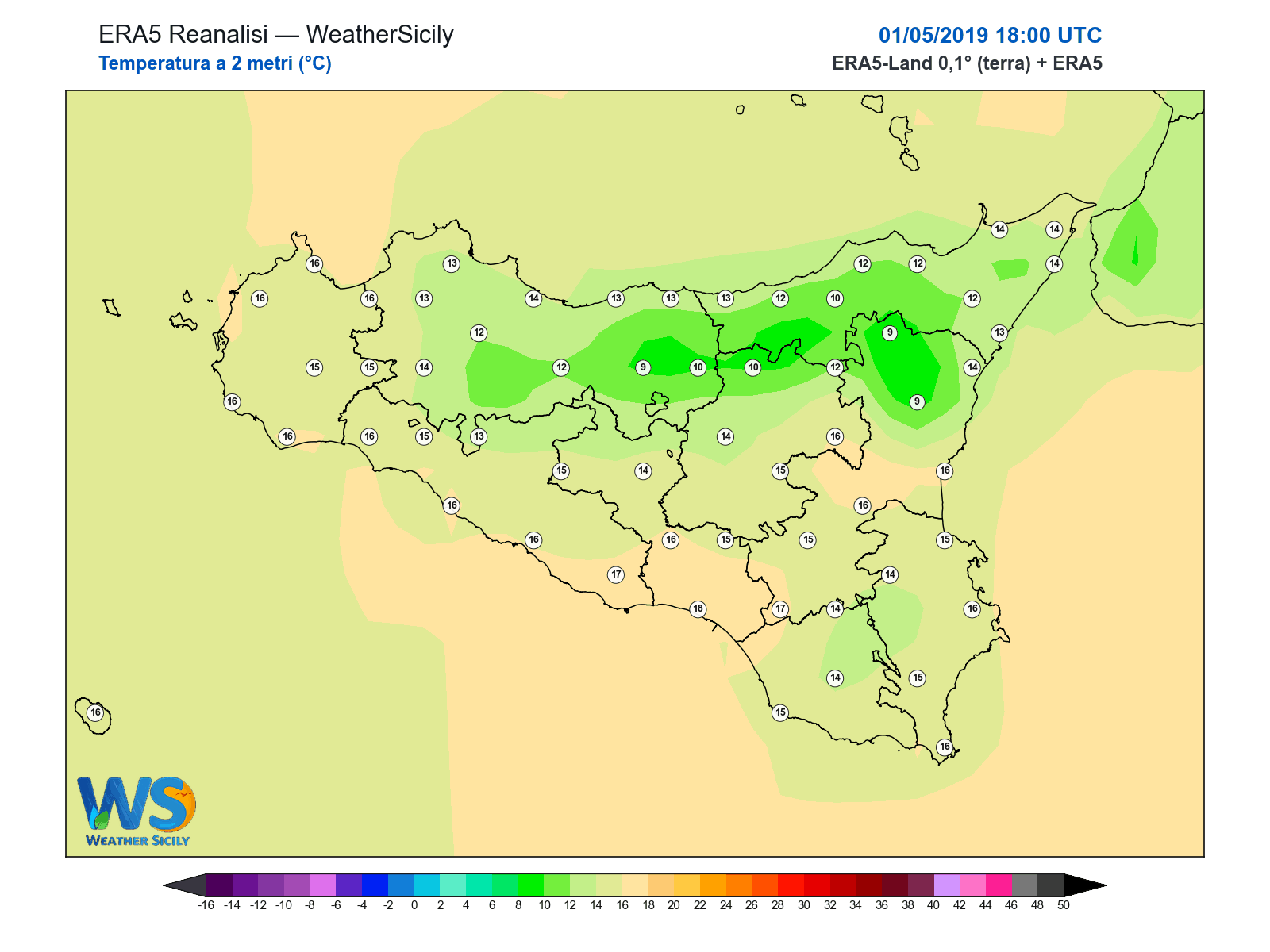 Temperatura a 2 metri · 2019050118