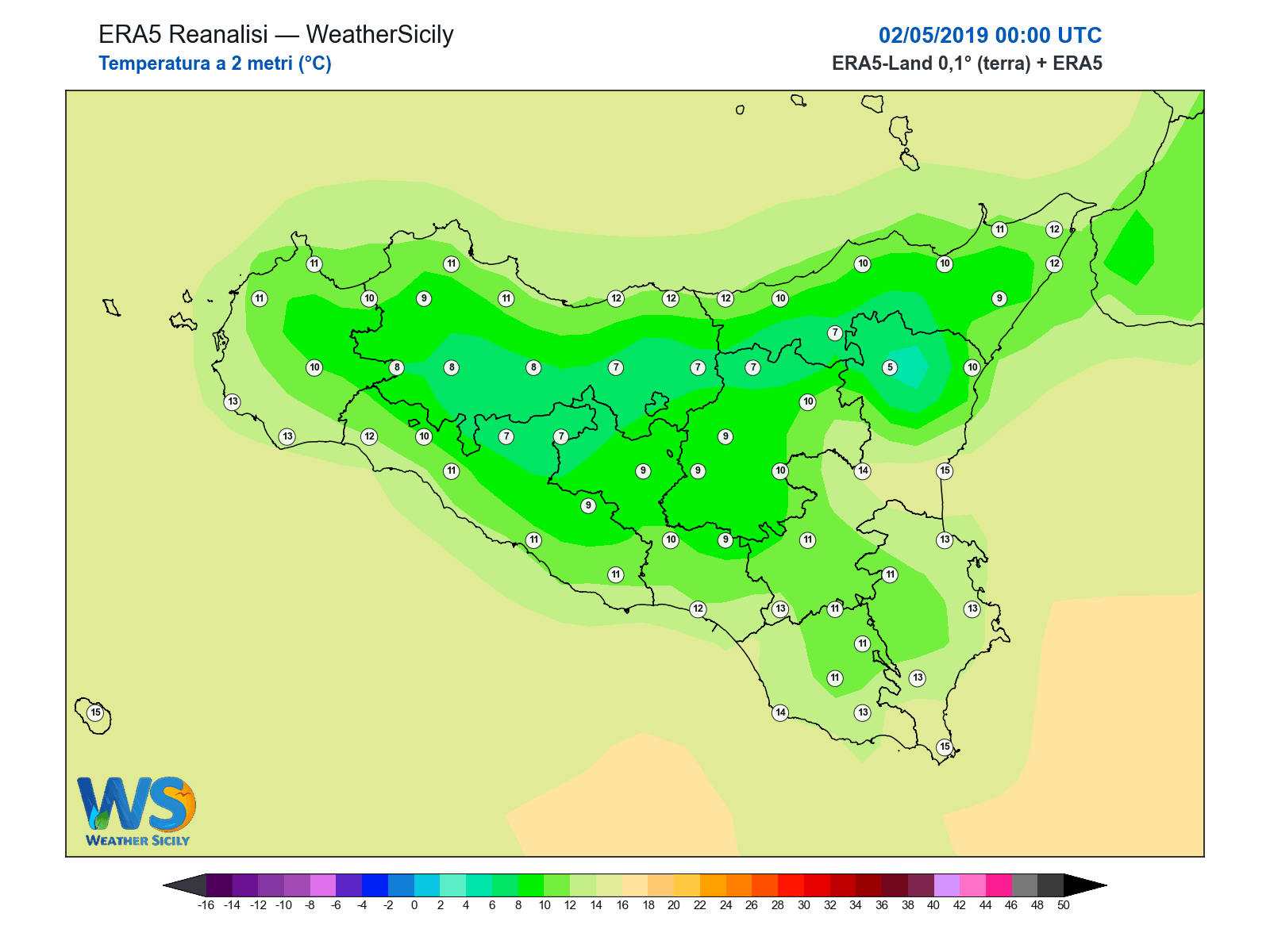 Temperatura a 2 metri · 2019050200
