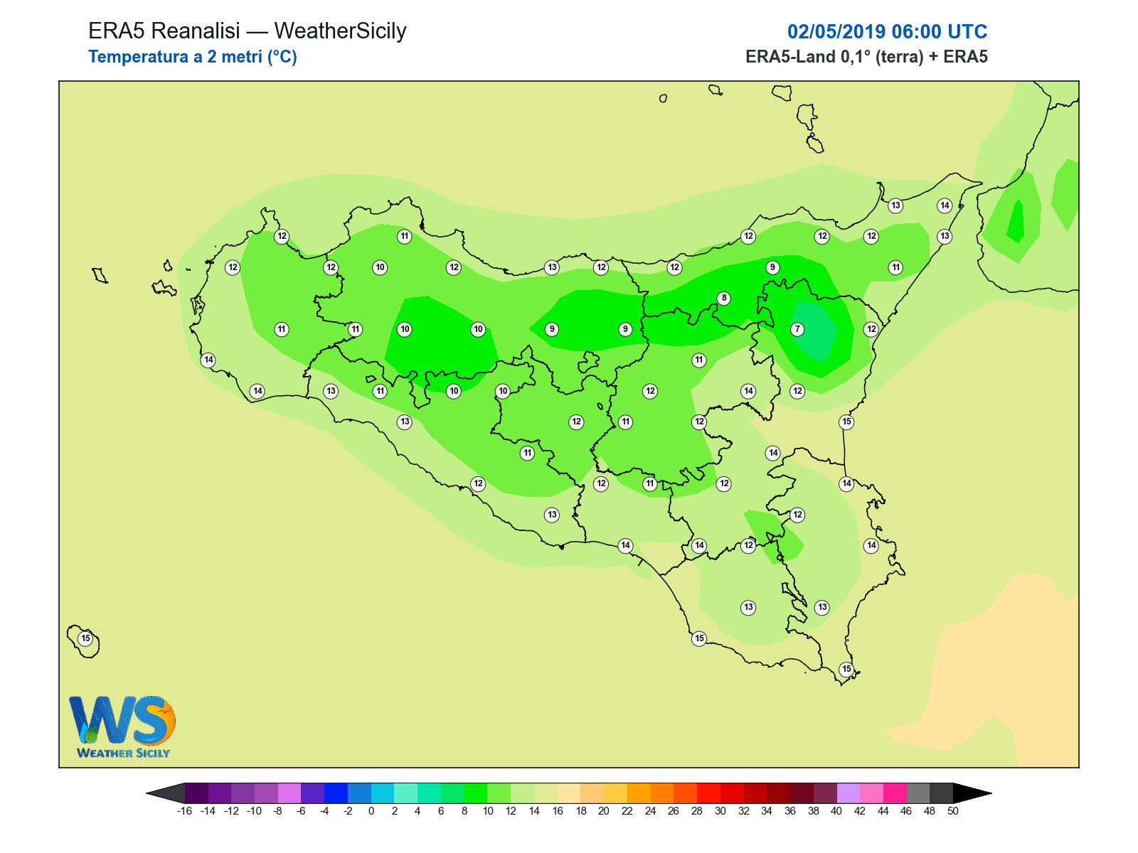 Temperatura a 2 metri · 2019050206