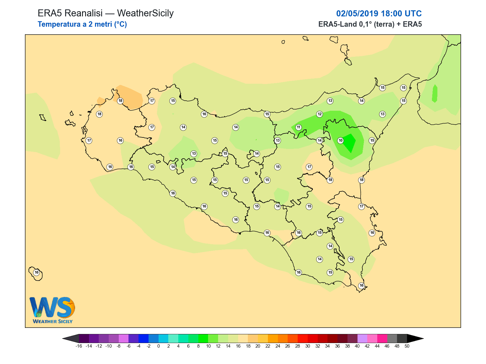 Temperatura a 2 metri · 2019050218