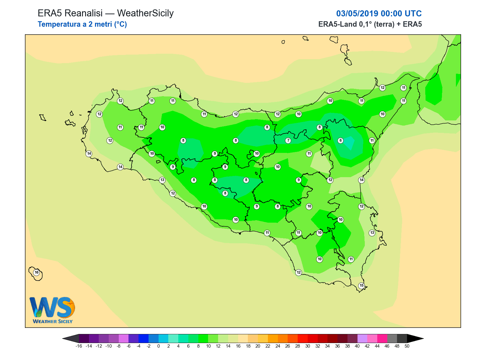 Temperatura a 2 metri · 2019050300