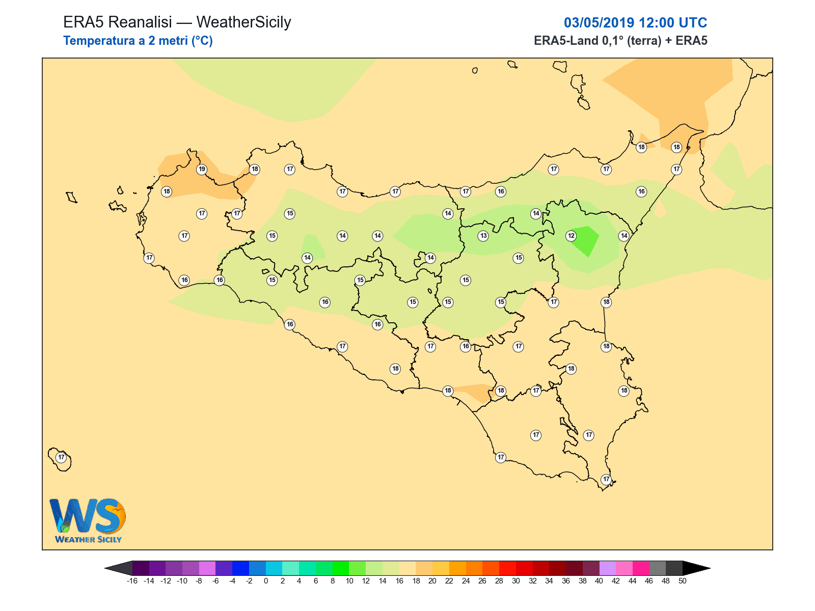 Temperatura a 2 metri · 2019050312