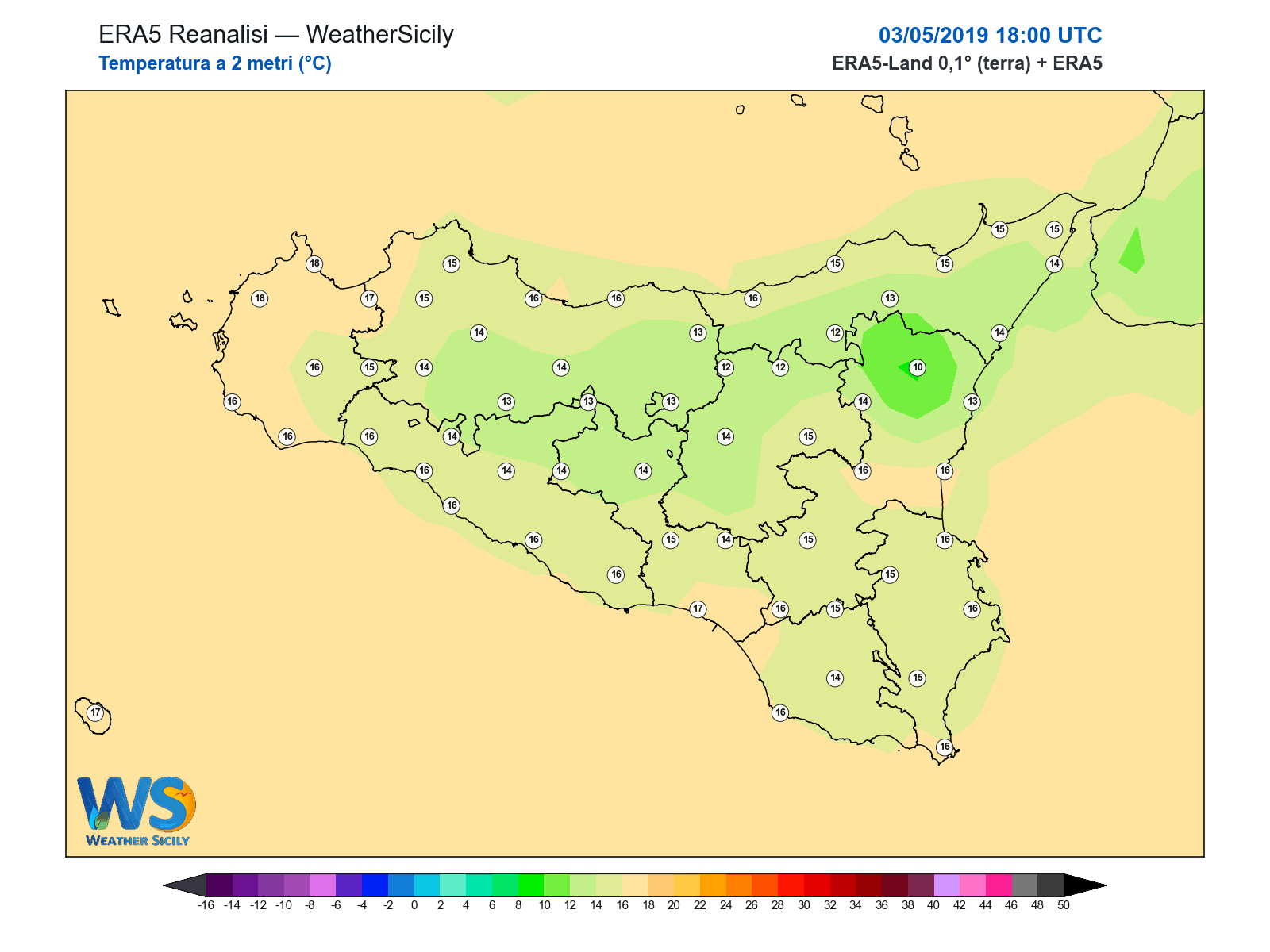 Temperatura a 2 metri · 2019050318