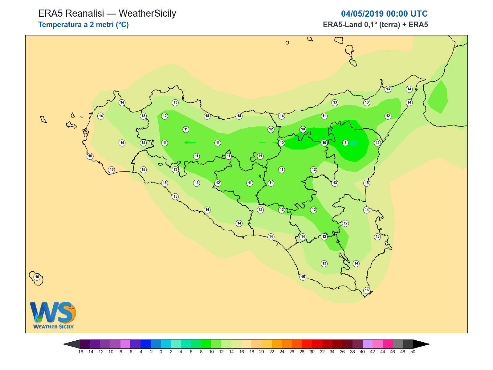 Temperatura a 2 metri · 2019050400