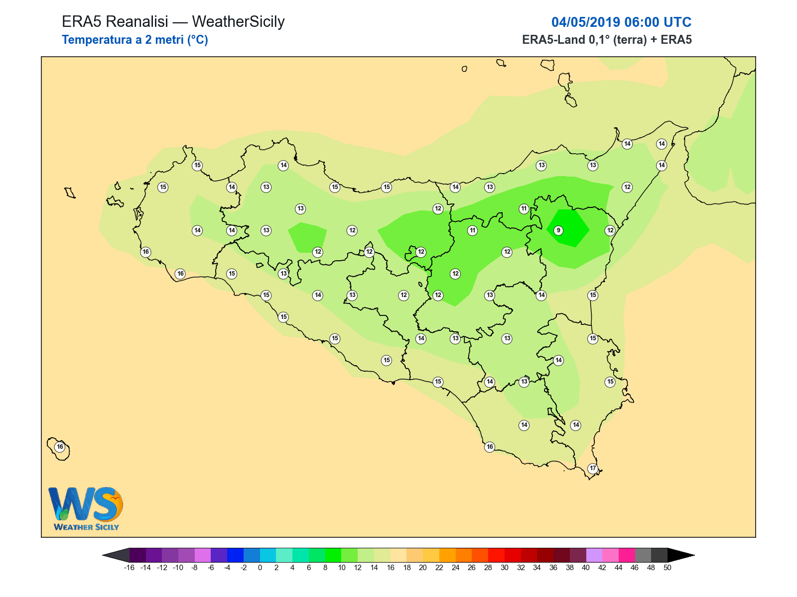 Temperatura a 2 metri · 2019050406
