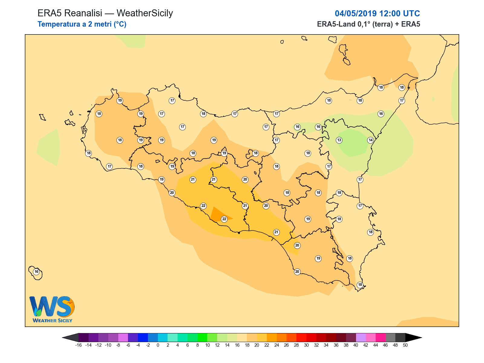 Temperatura a 2 metri · 2019050412