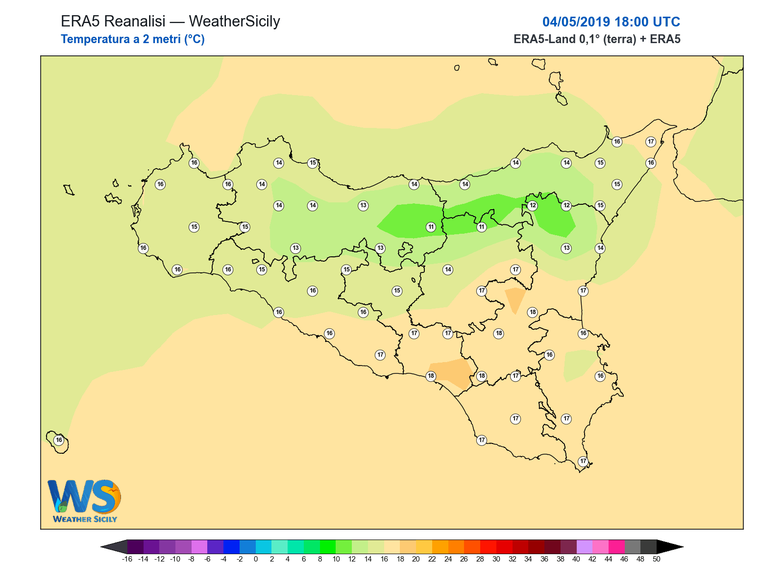 Temperatura a 2 metri · 2019050418