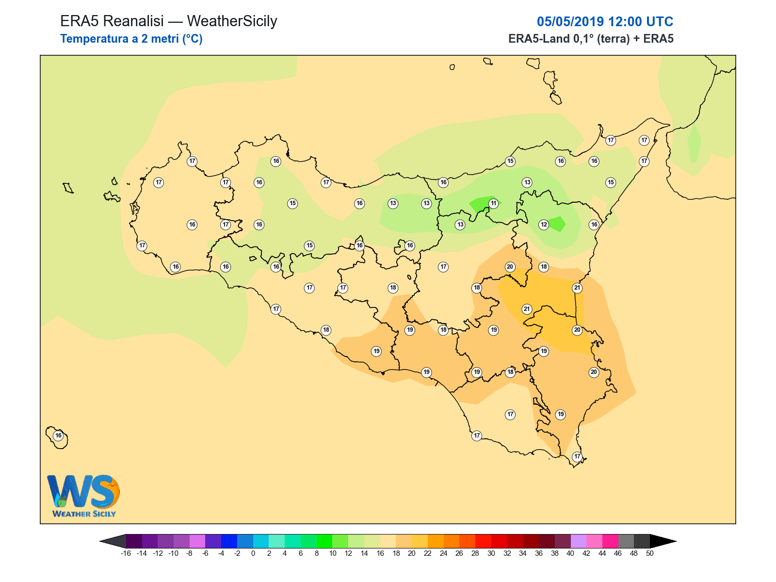 Temperatura a 2 metri · 2019050512