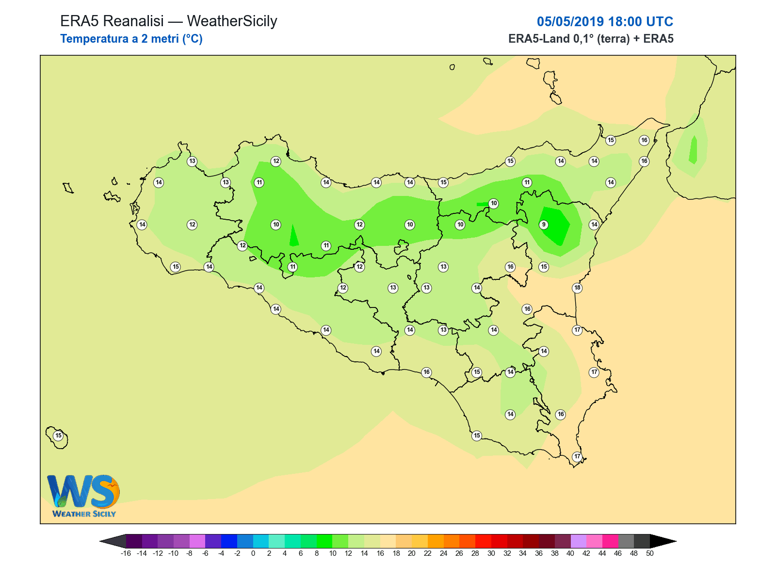 Temperatura a 2 metri · 2019050518