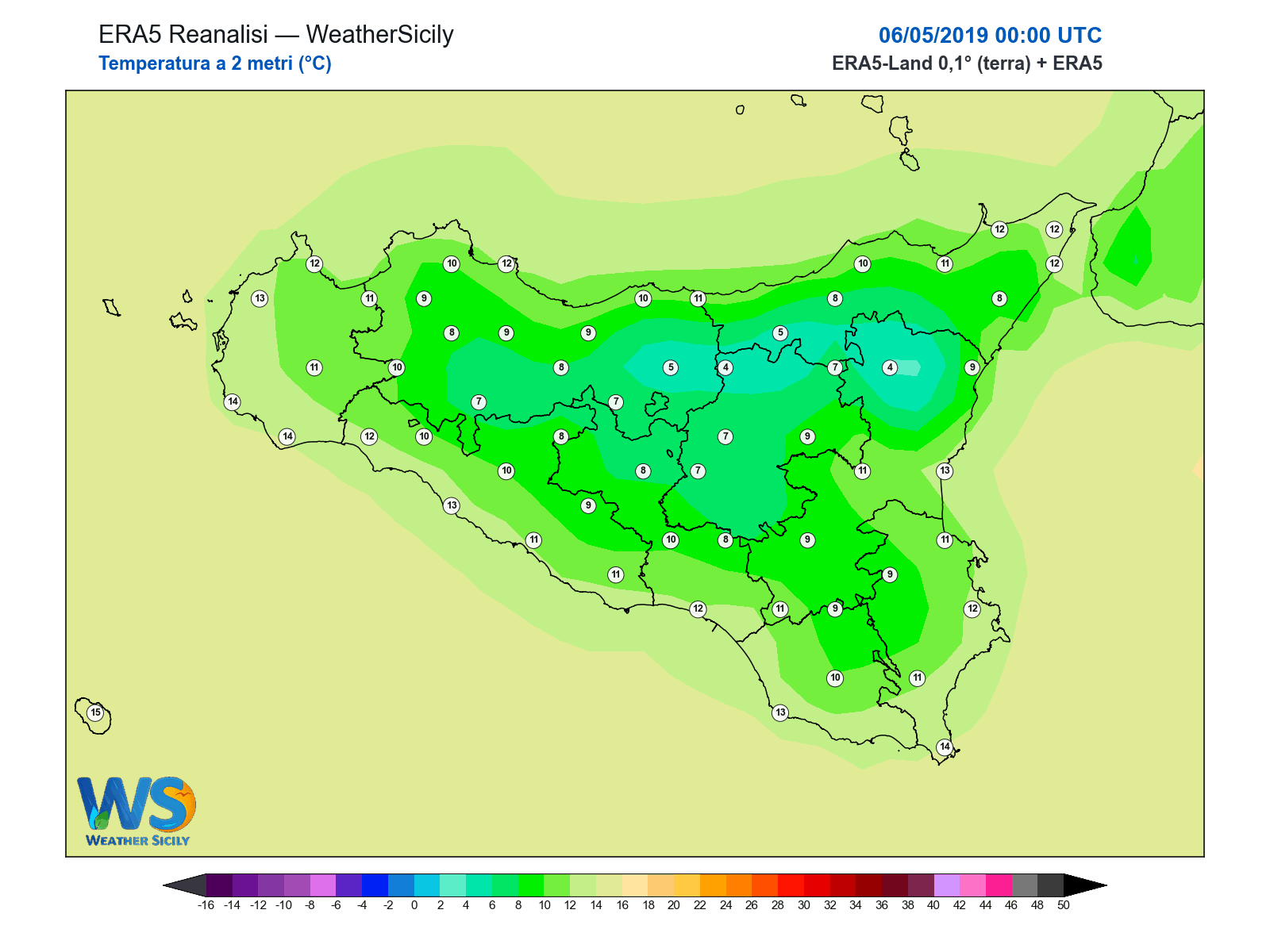 Temperatura a 2 metri · 2019050600
