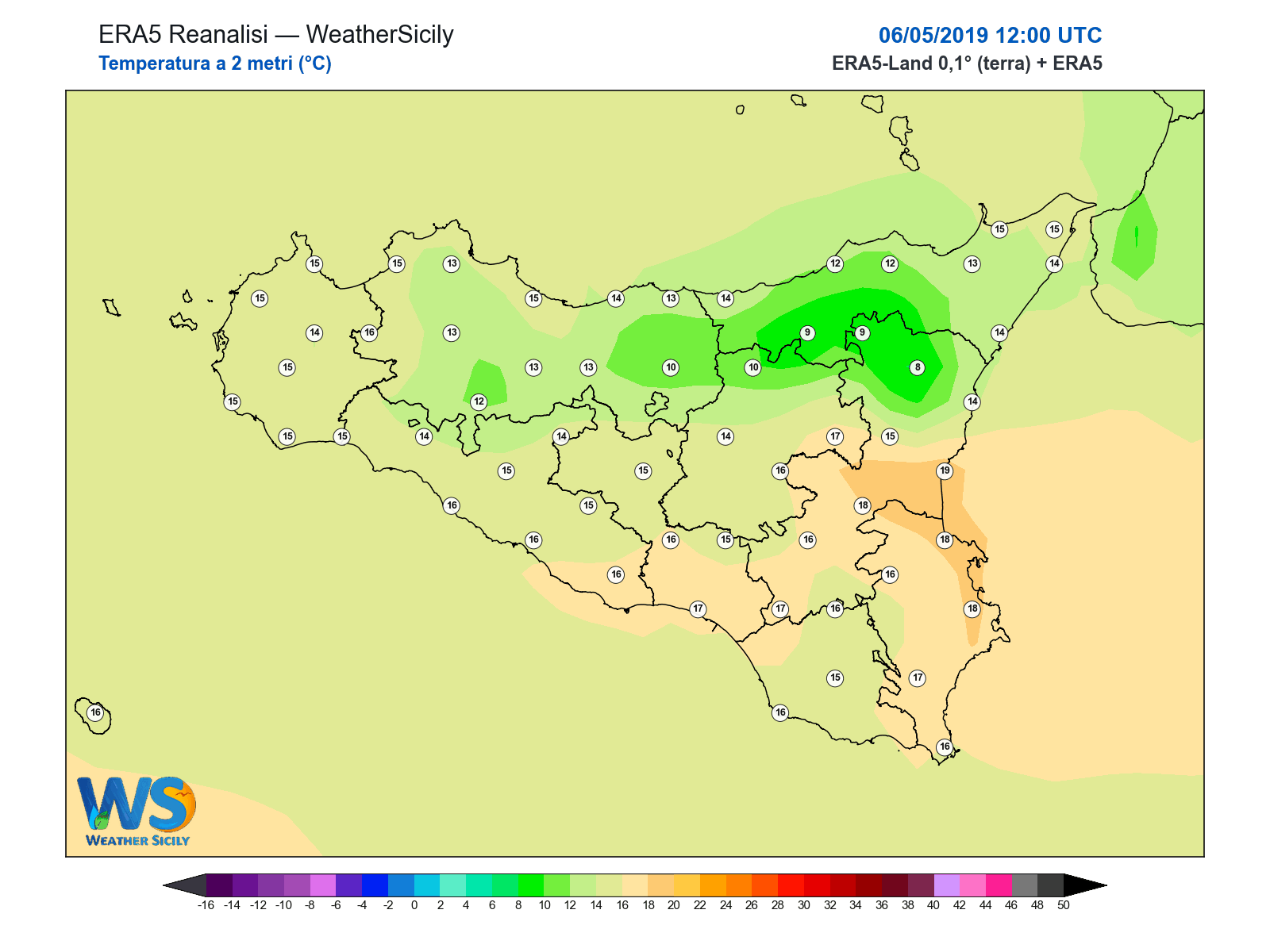 Temperatura a 2 metri · 2019050612