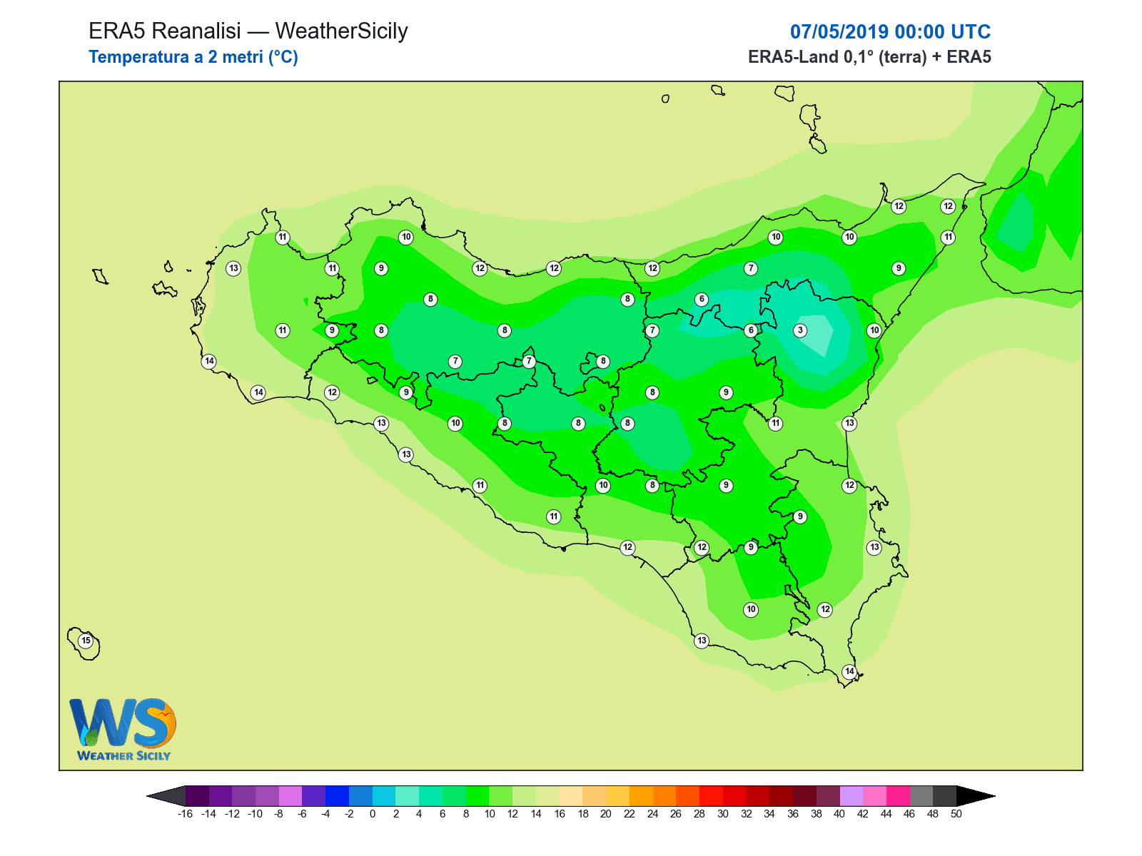 Temperatura a 2 metri · 2019050700
