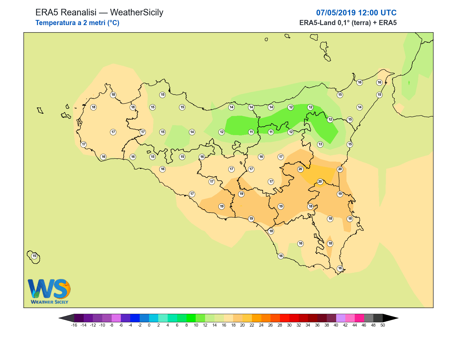 Temperatura a 2 metri · 2019050712