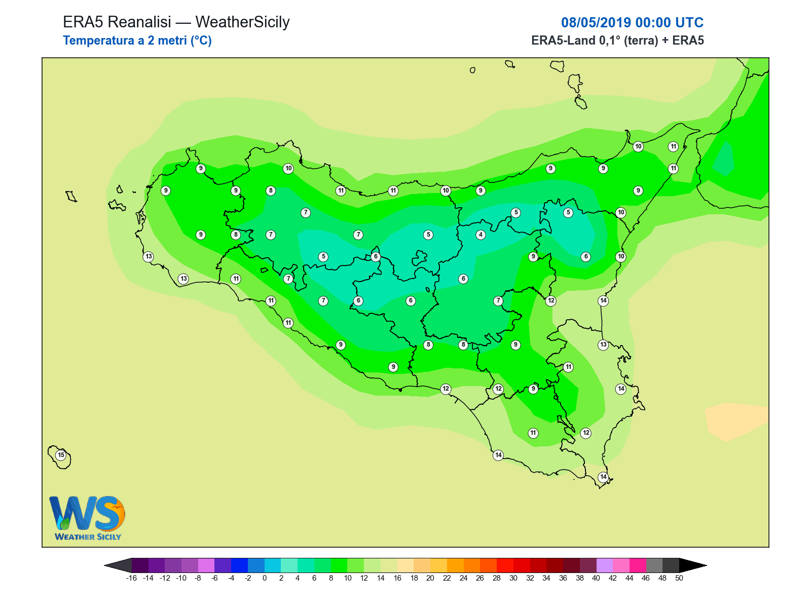 Temperatura a 2 metri · 2019050800