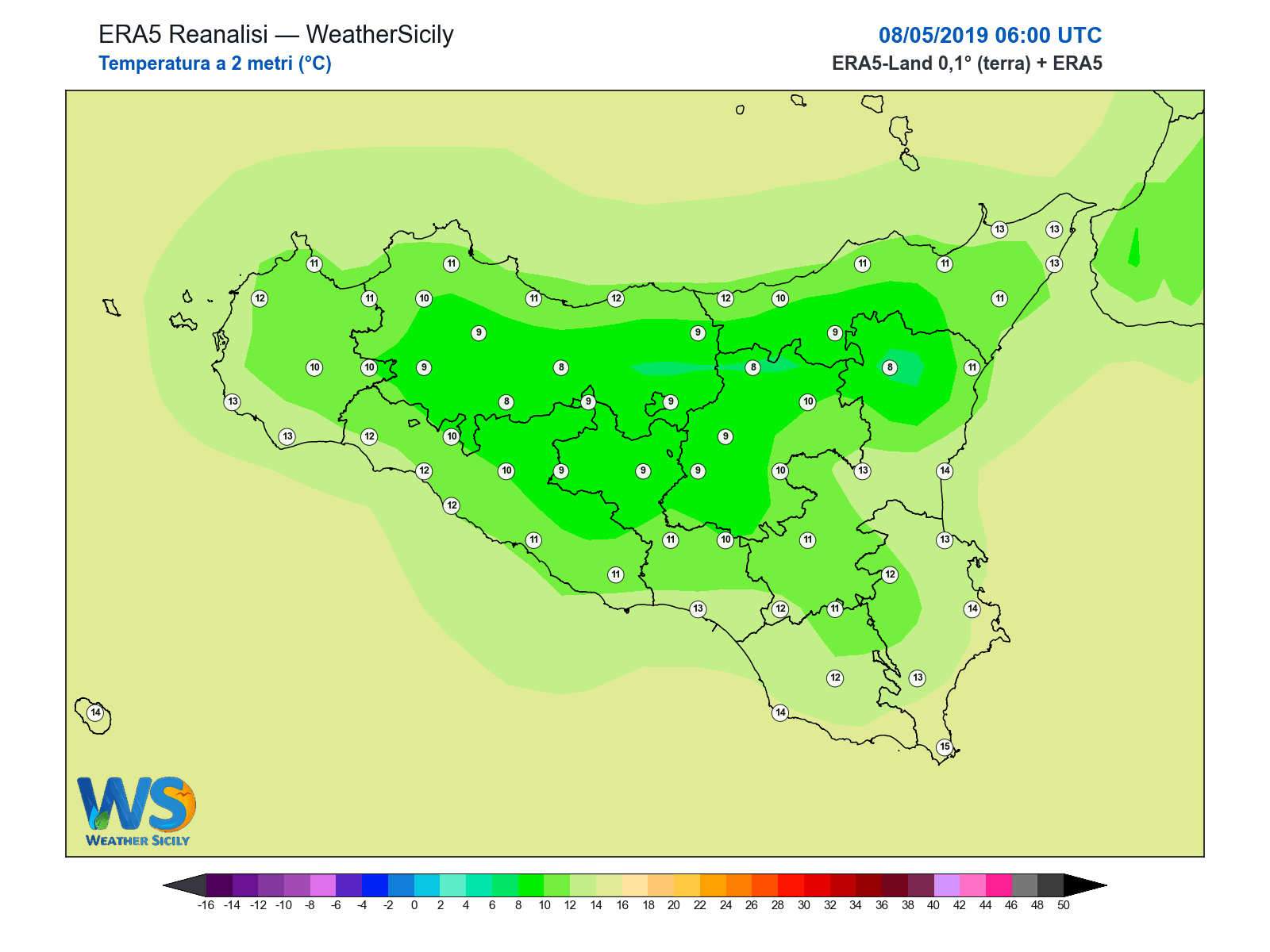 Temperatura a 2 metri · 2019050806