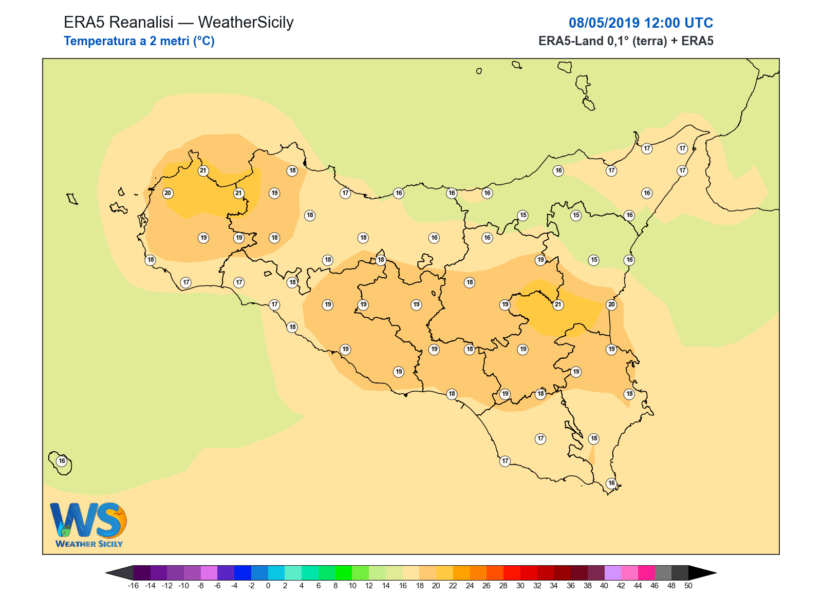 Temperatura a 2 metri · 2019050812