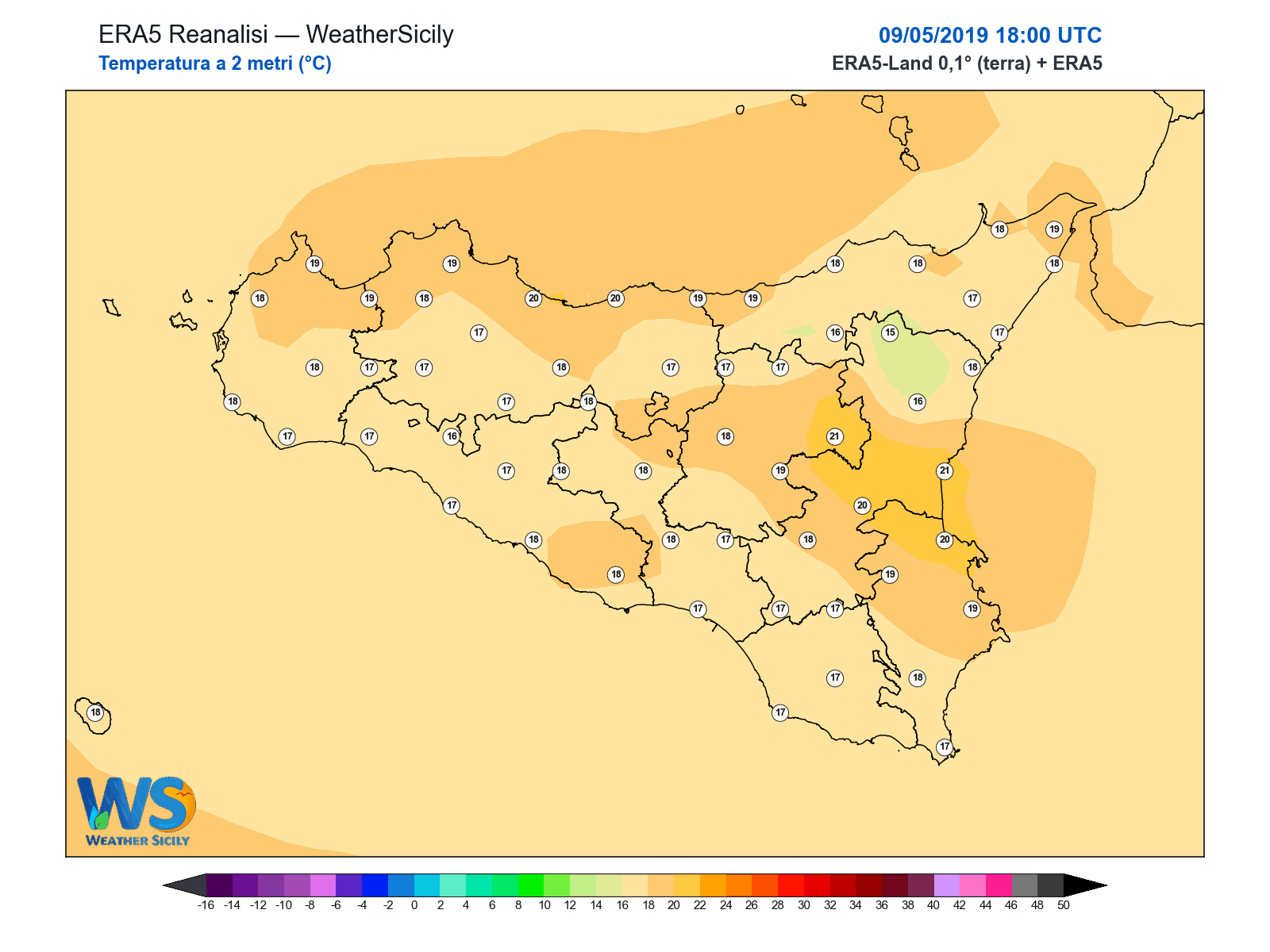 Temperatura a 2 metri · 2019050918