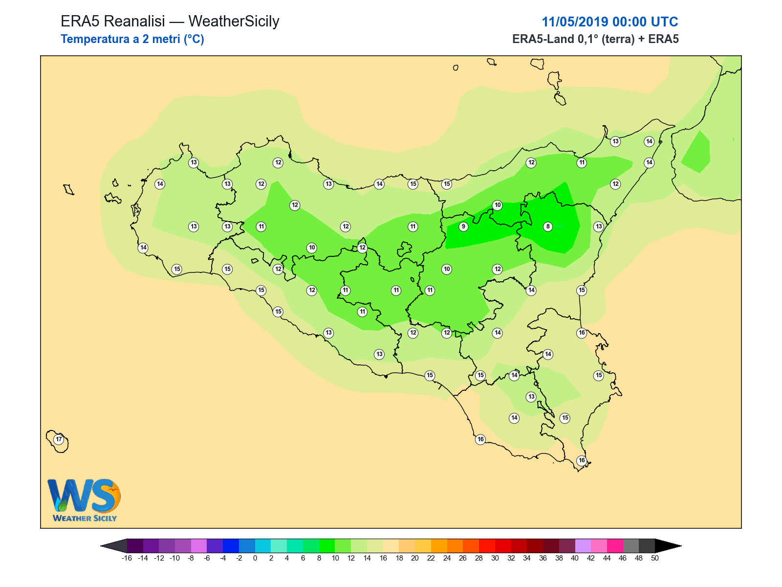 Temperatura a 2 metri · 2019051100