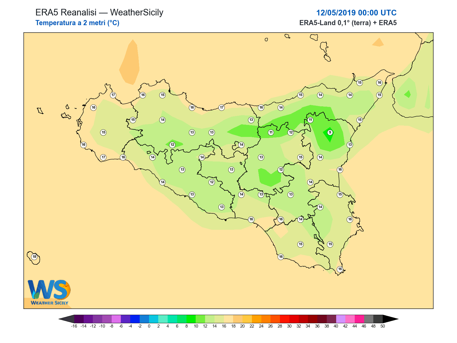 Temperatura a 2 metri · 2019051200