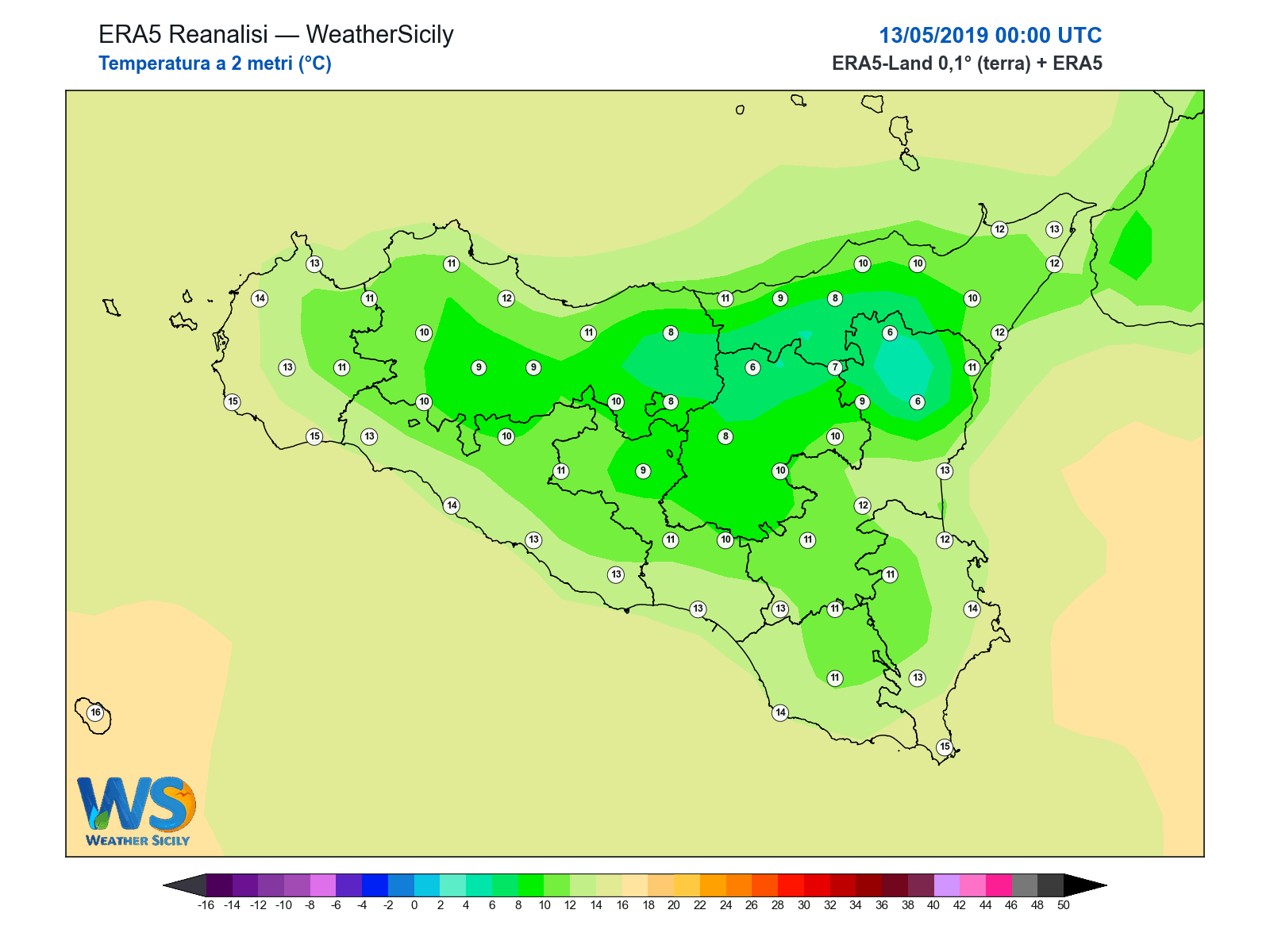 Temperatura a 2 metri · 2019051300
