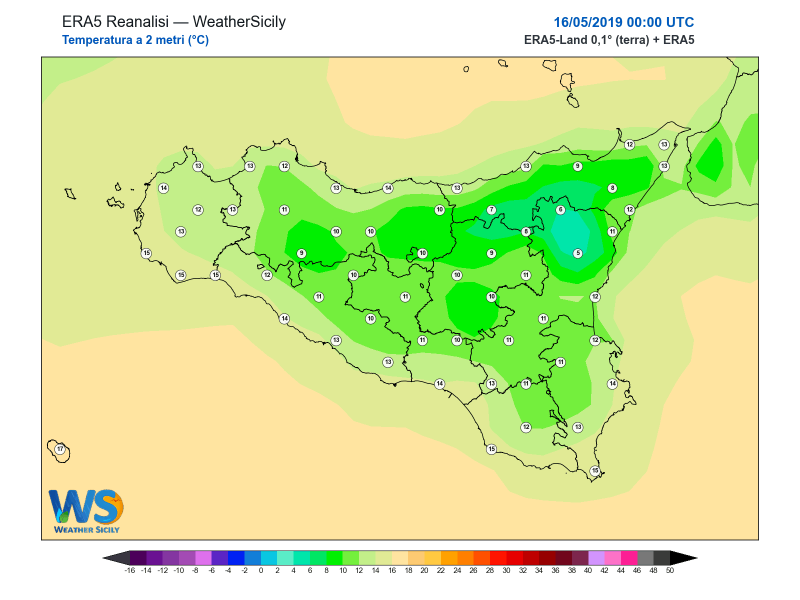 Temperatura a 2 metri · 2019051600
