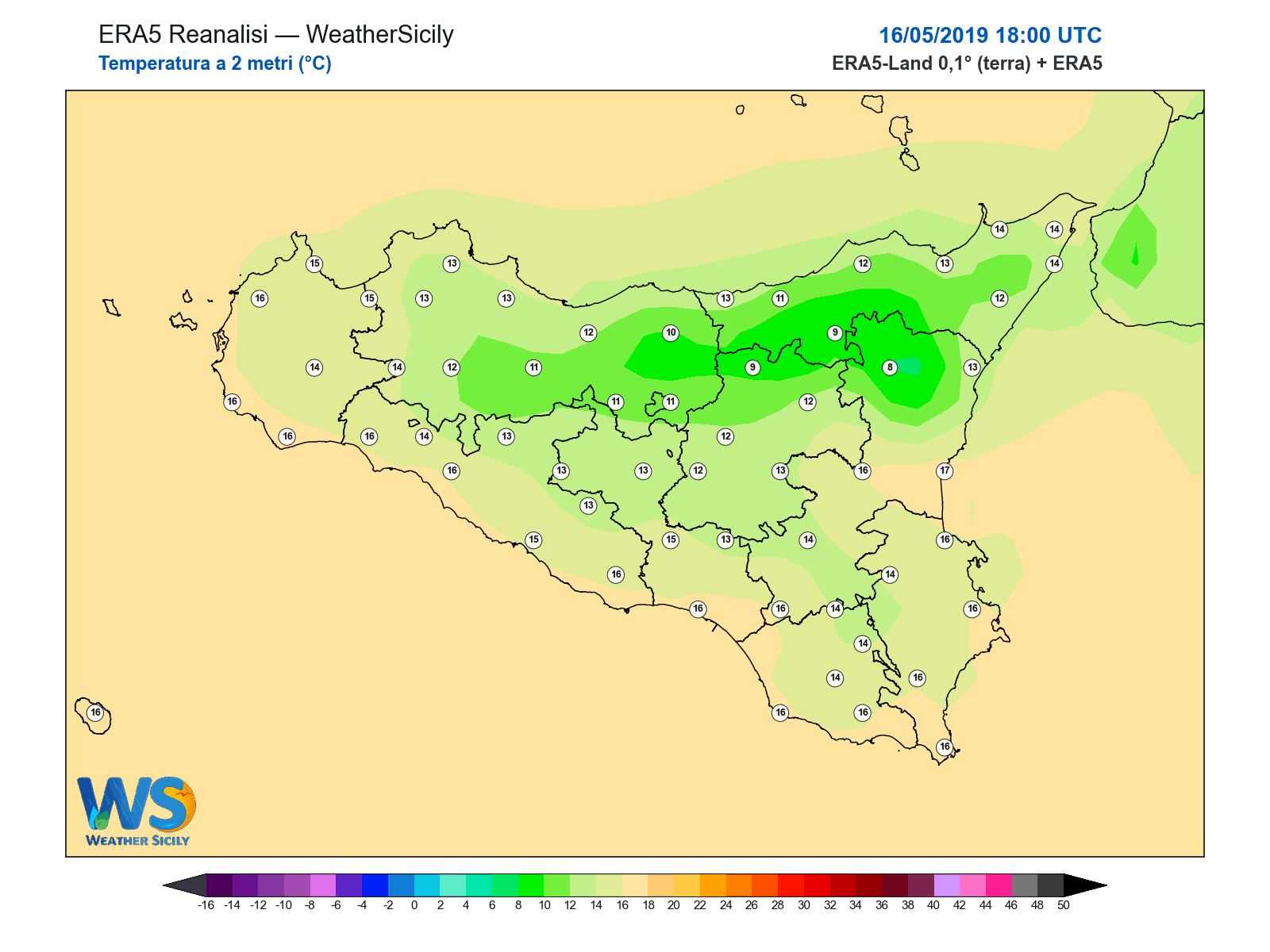 Temperatura a 2 metri · 2019051618